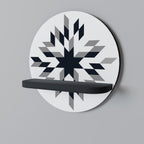 MOONLIT MOSAIC Round Art Shelf In Black Finish