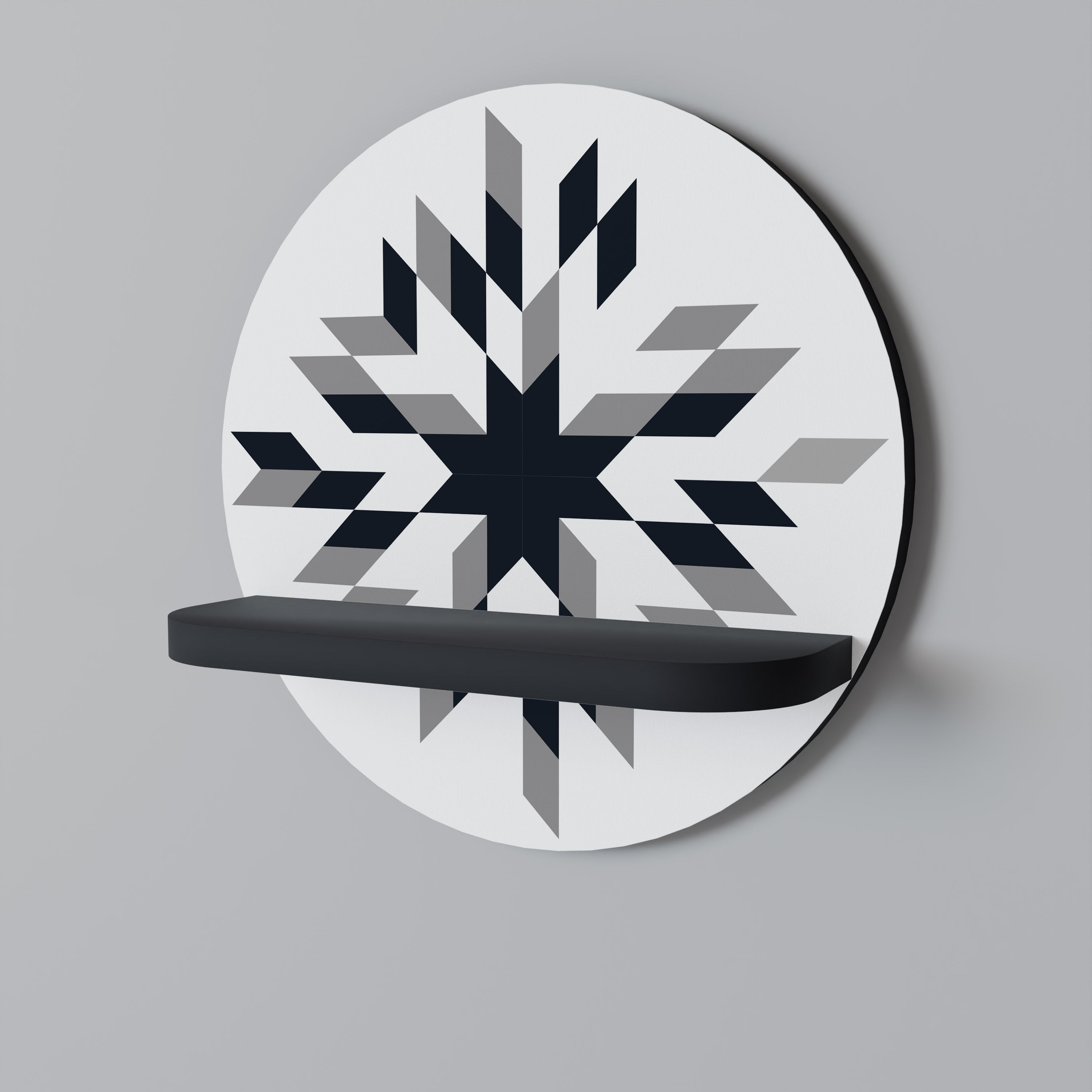 MOONLIT MOSAIC Prateleira Redonda Decorativa em Acabamento Preto