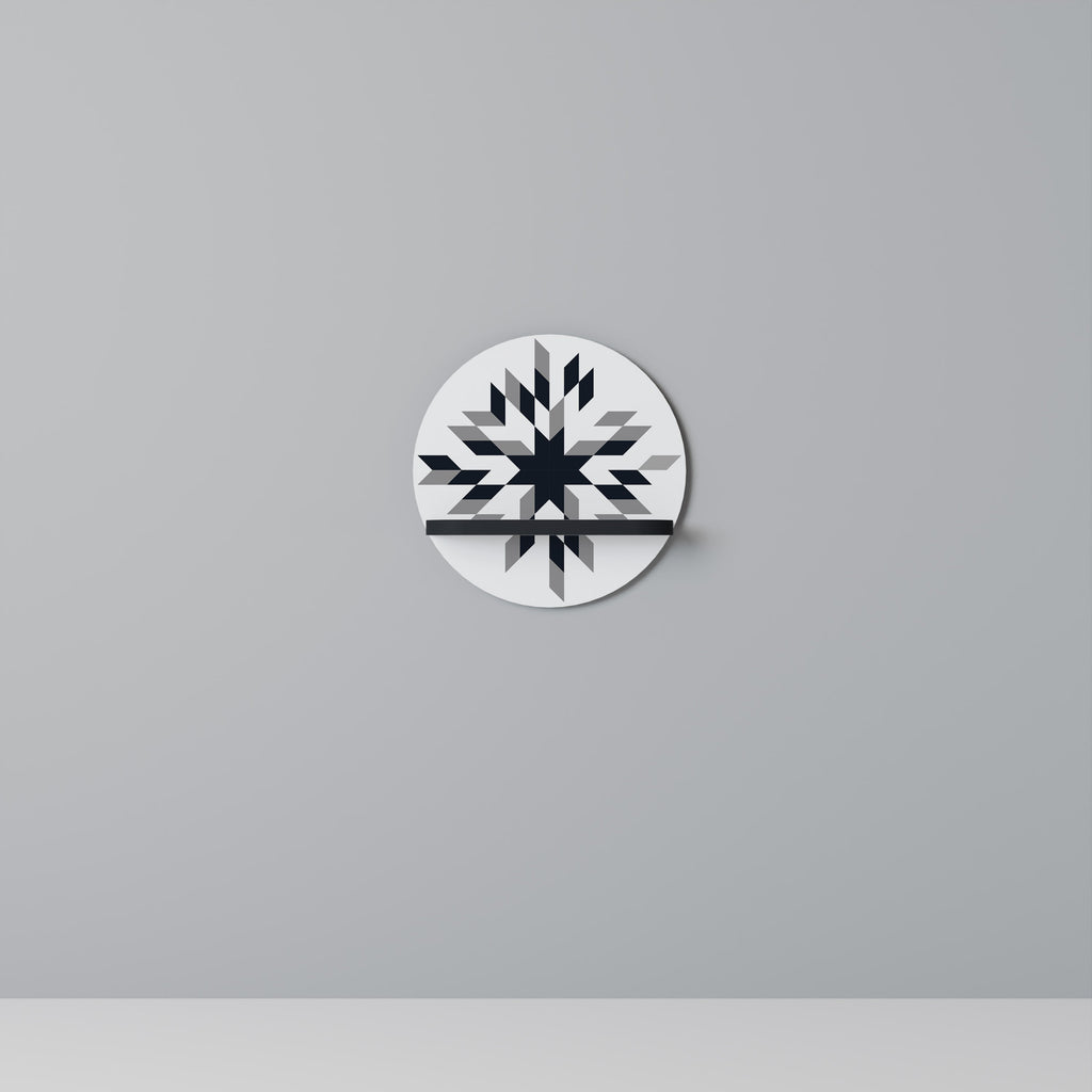 MOONLIT MOSAIC Round Art Shelf In Black Finish