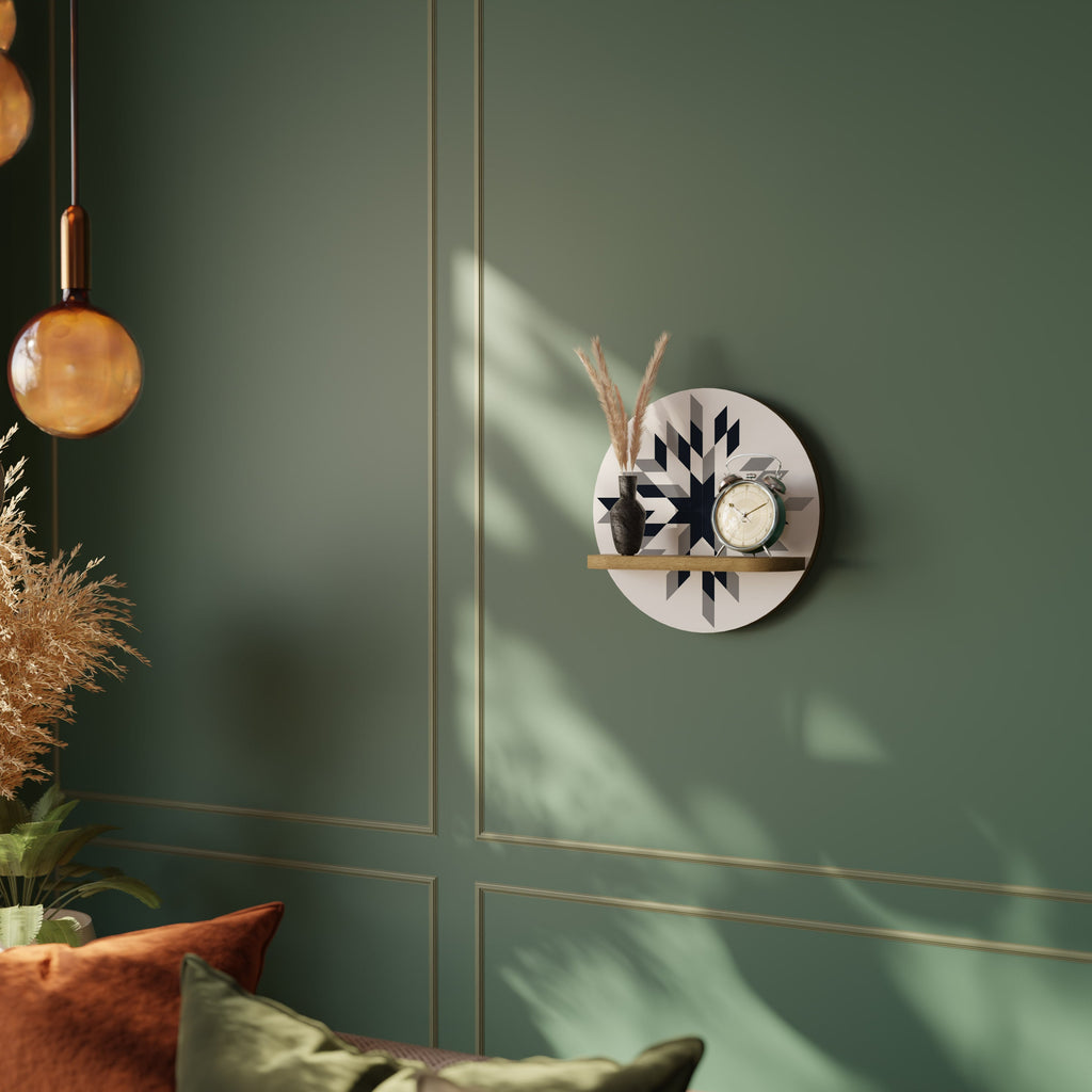 MOONLIT MOSAIC Prateleira Redonda Decorativa em Efeito Carvalho