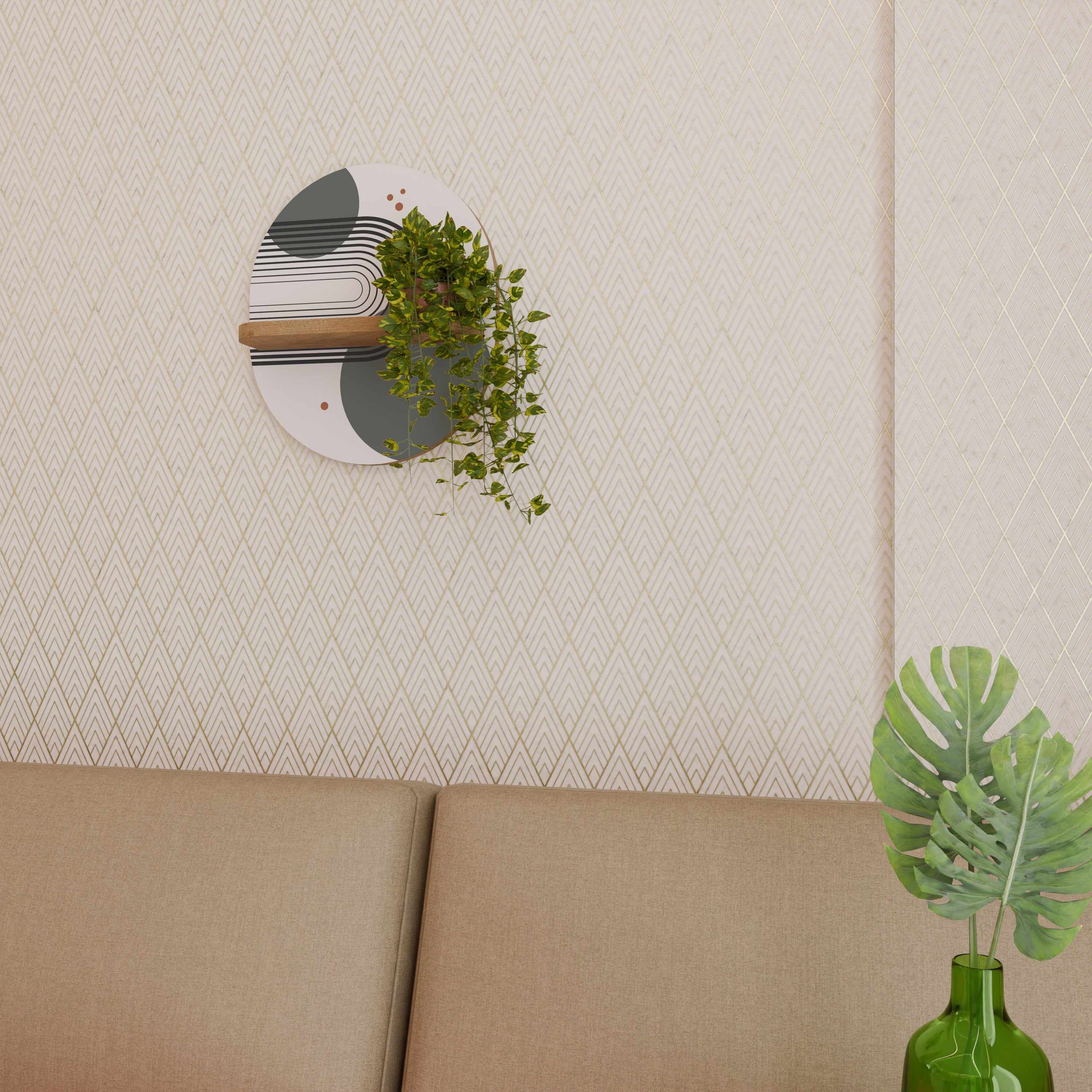 ORBITAL DECOR Prateleira Oval Decorativa em Efeito Carvalho