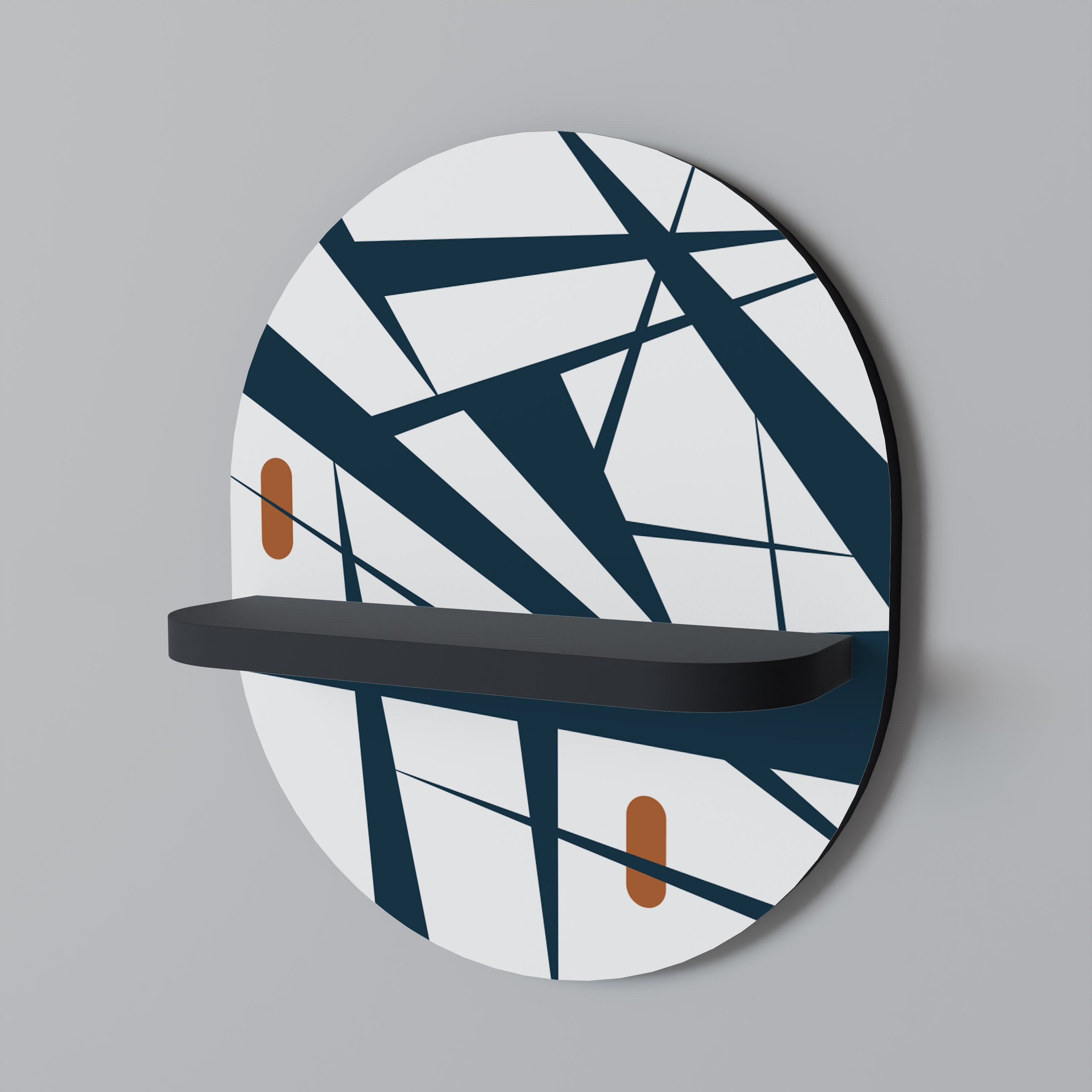 SHADOW SYMPHONY Prateleira Oval Decorativa em Acabamento Preto