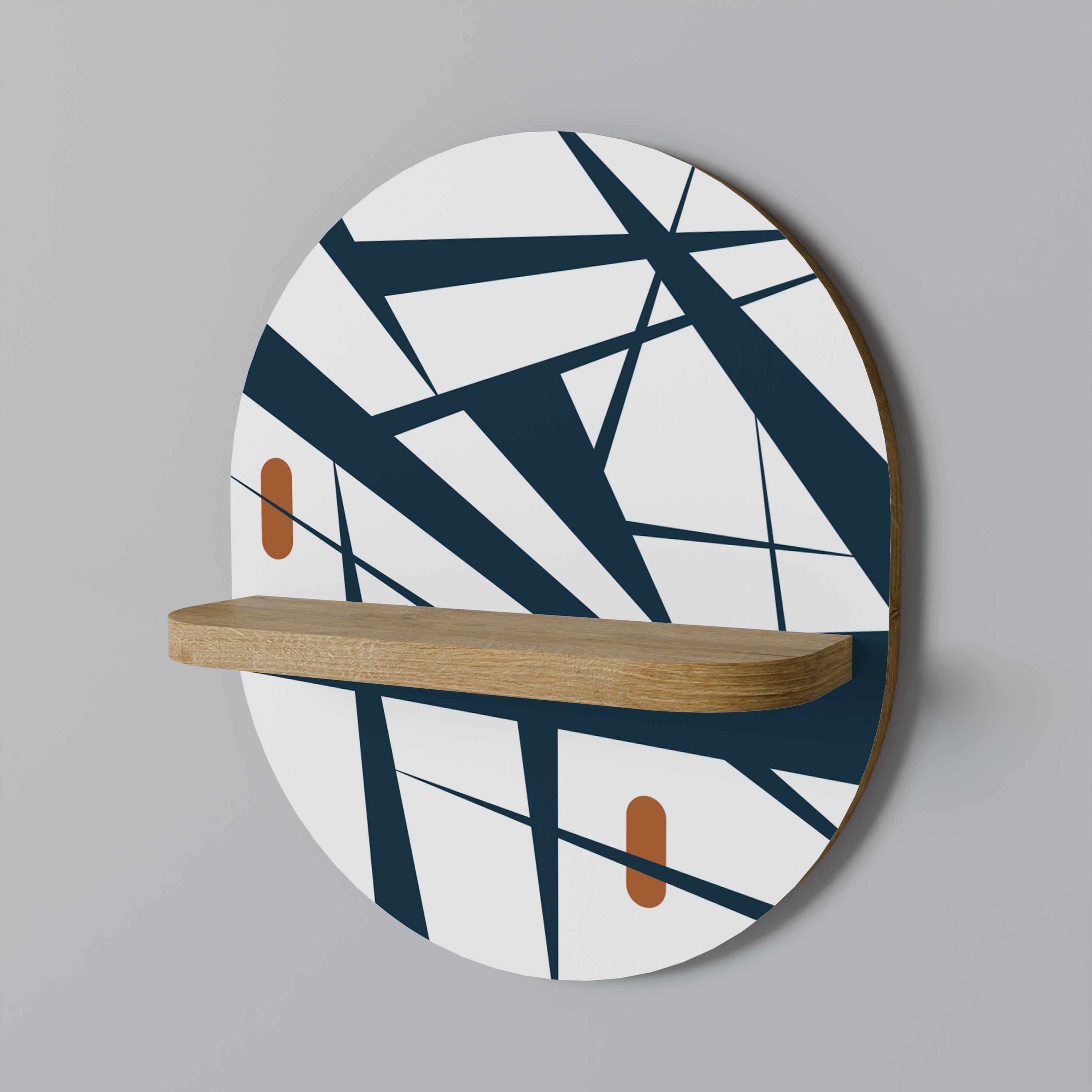 SHADOW SYMPHONY Prateleira Oval Decorativa em Efeito Carvalho