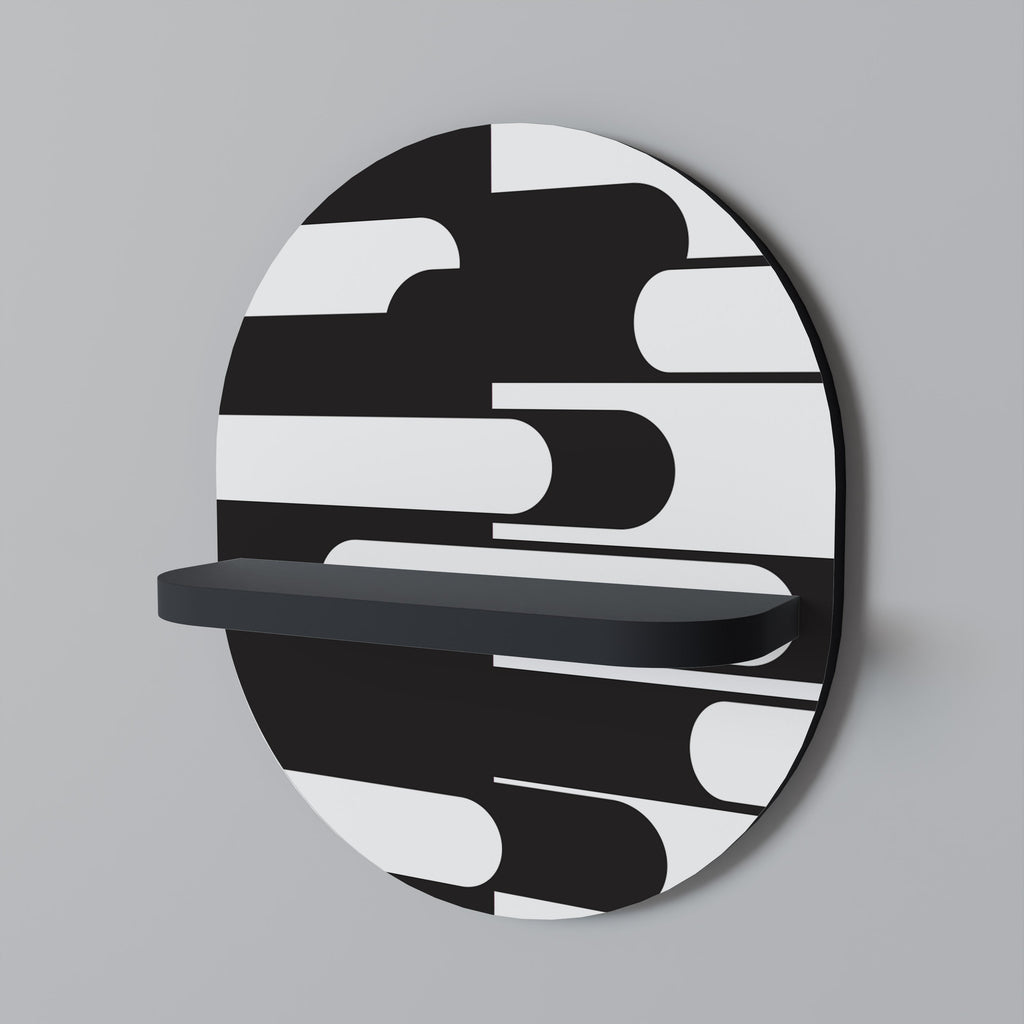 ACHROMATIC CONTRAST Prateleira Oval Decorativa em Acabamento Preto