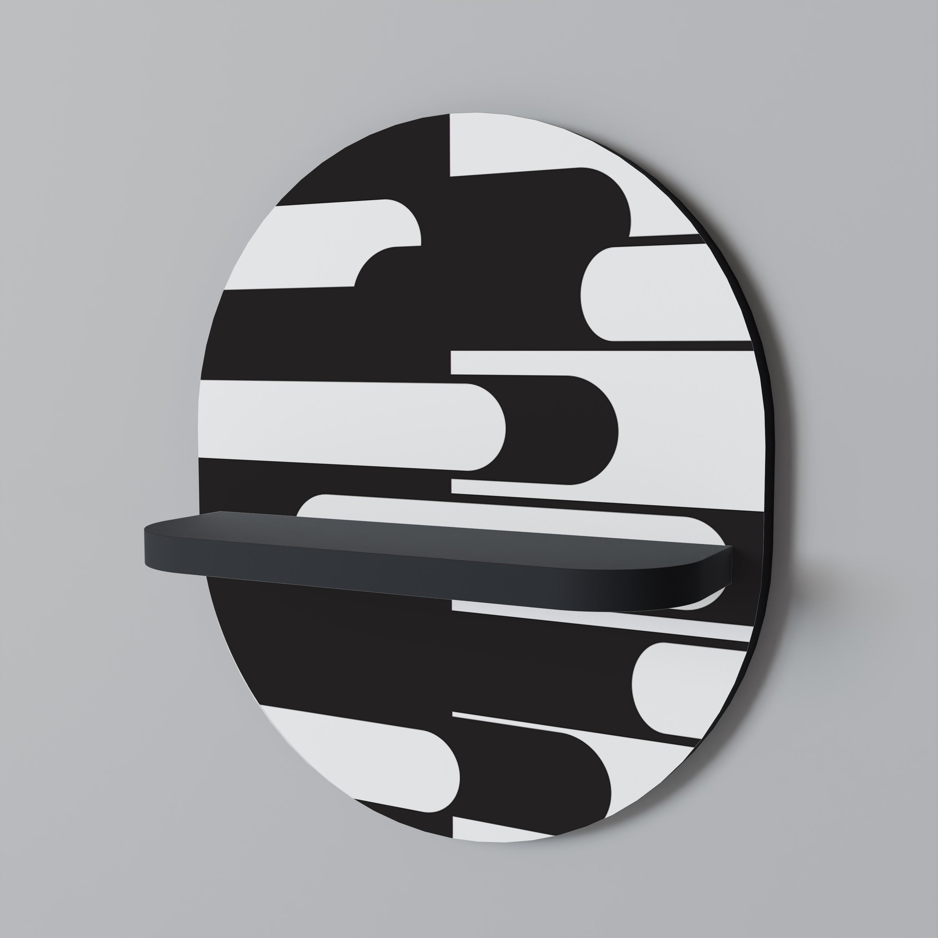 ACHROMATIC CONTRAST Prateleira Oval Decorativa em Acabamento Preto