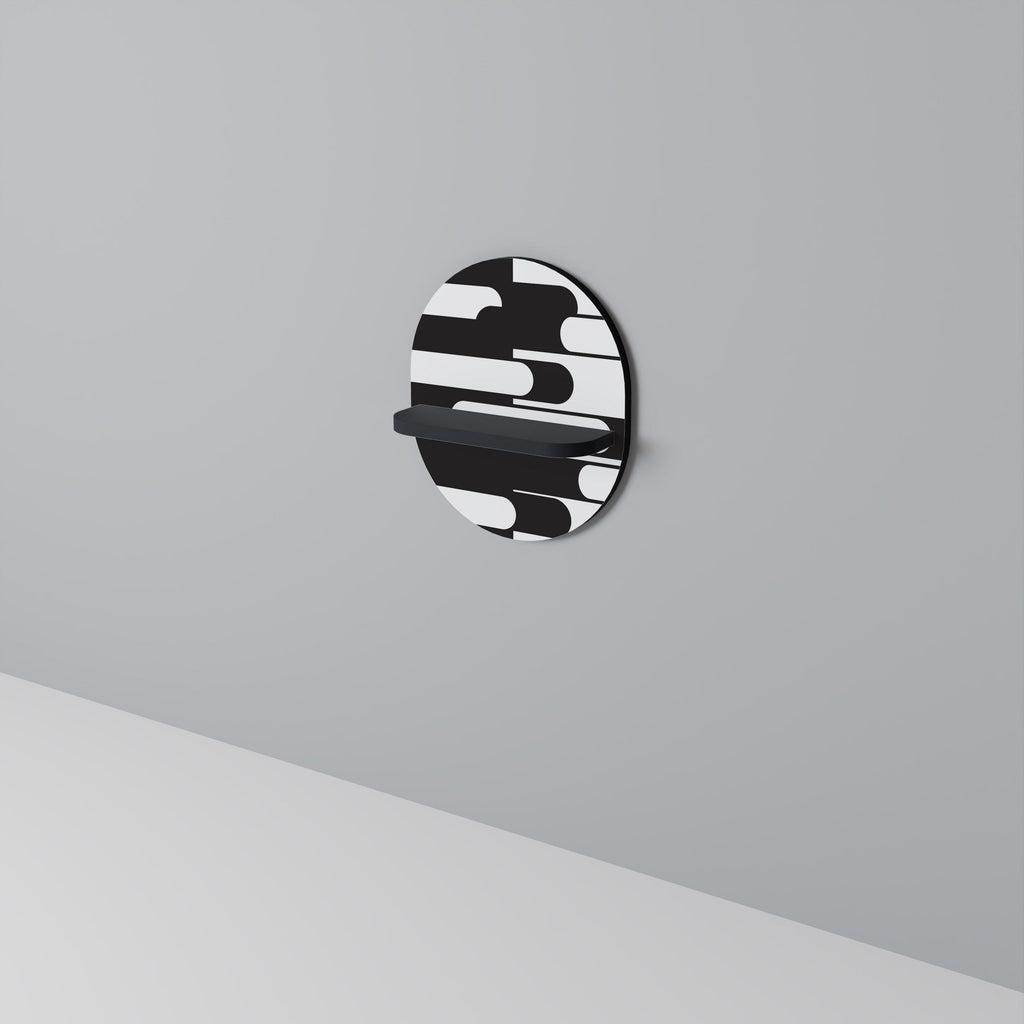 ACHROMATIC CONTRAST Prateleira Oval Decorativa em Acabamento Preto