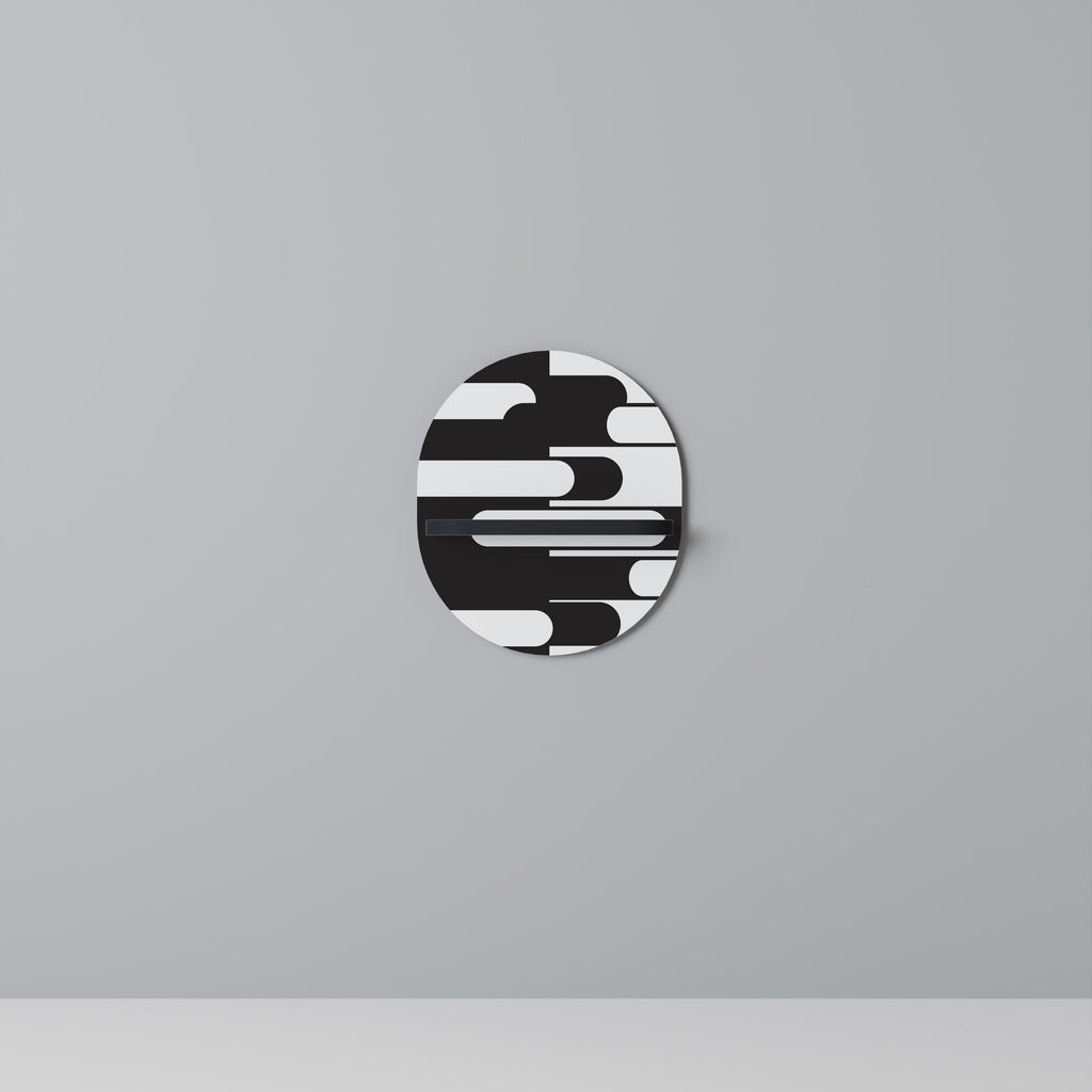 ACHROMATIC CONTRAST Prateleira Oval Decorativa em Acabamento Preto