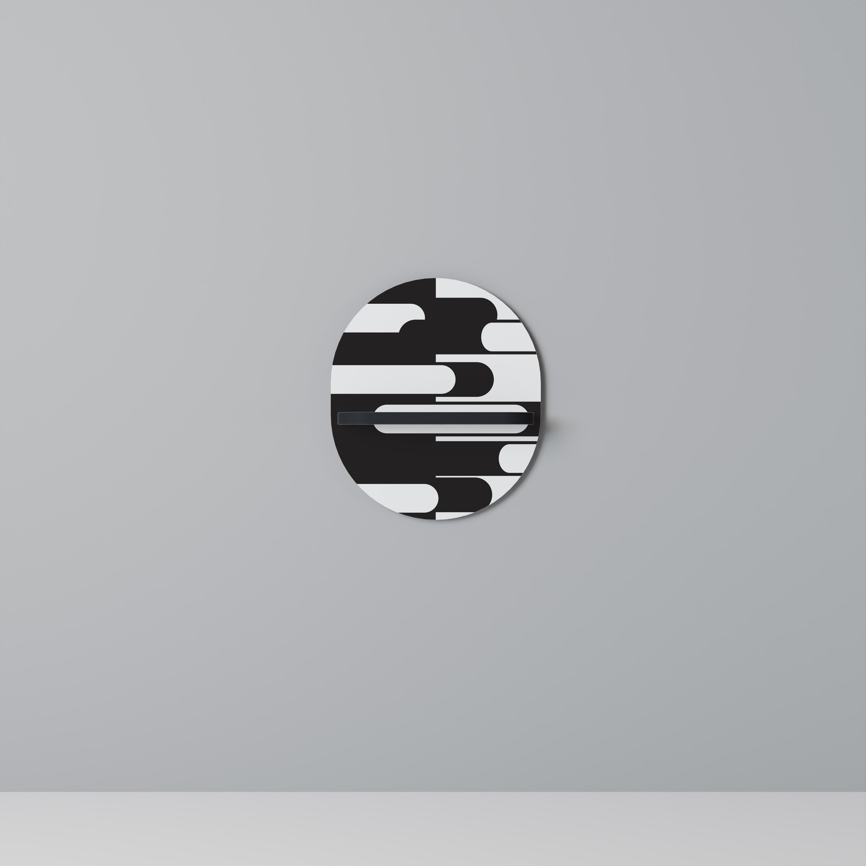 ACHROMATIC CONTRAST Prateleira Oval Decorativa em Acabamento Preto