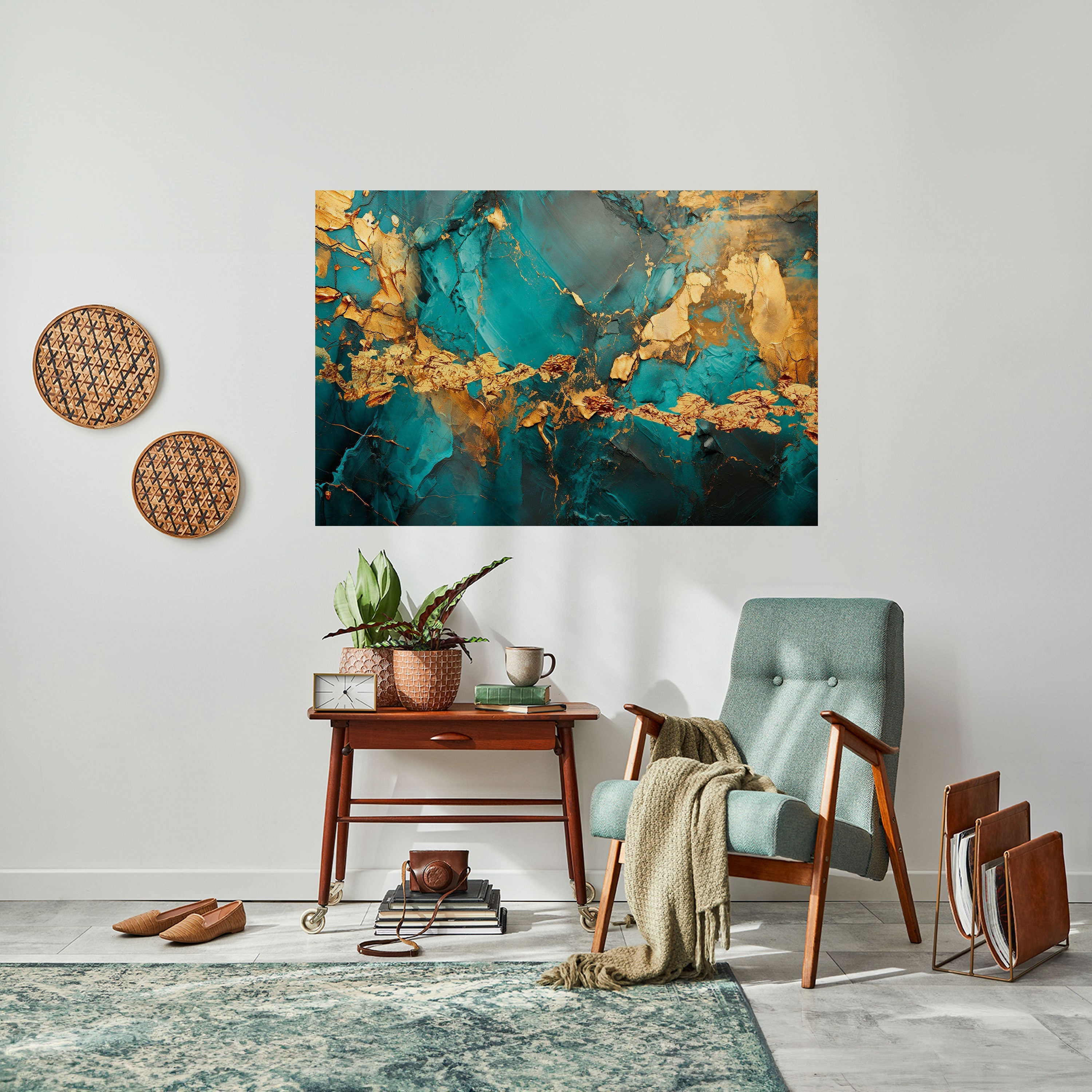 CELESTIAL GOLDRUSH Peel and Stick Horizontal Poster
