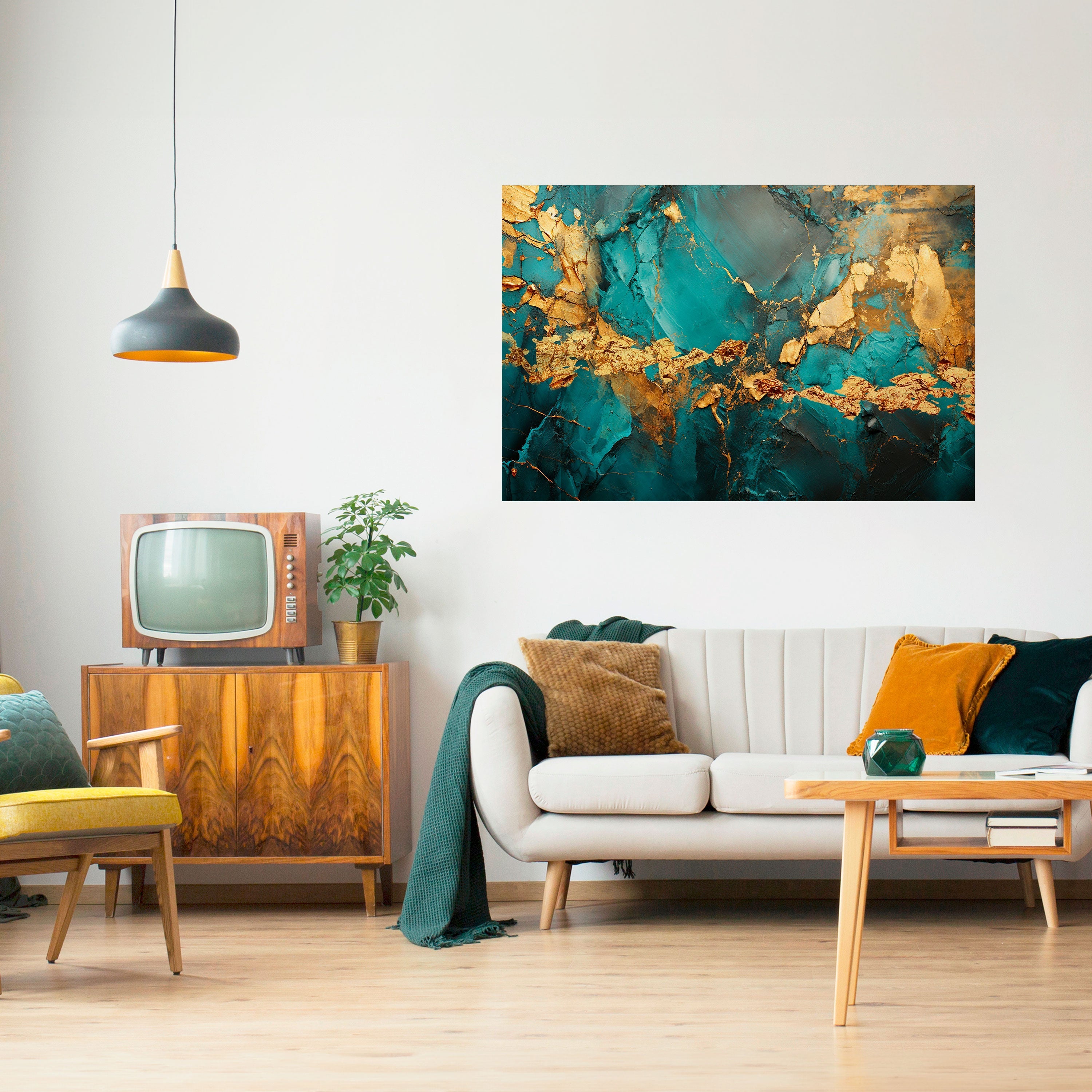 CELESTIAL GOLDRUSH Peel and Stick Horizontal Poster