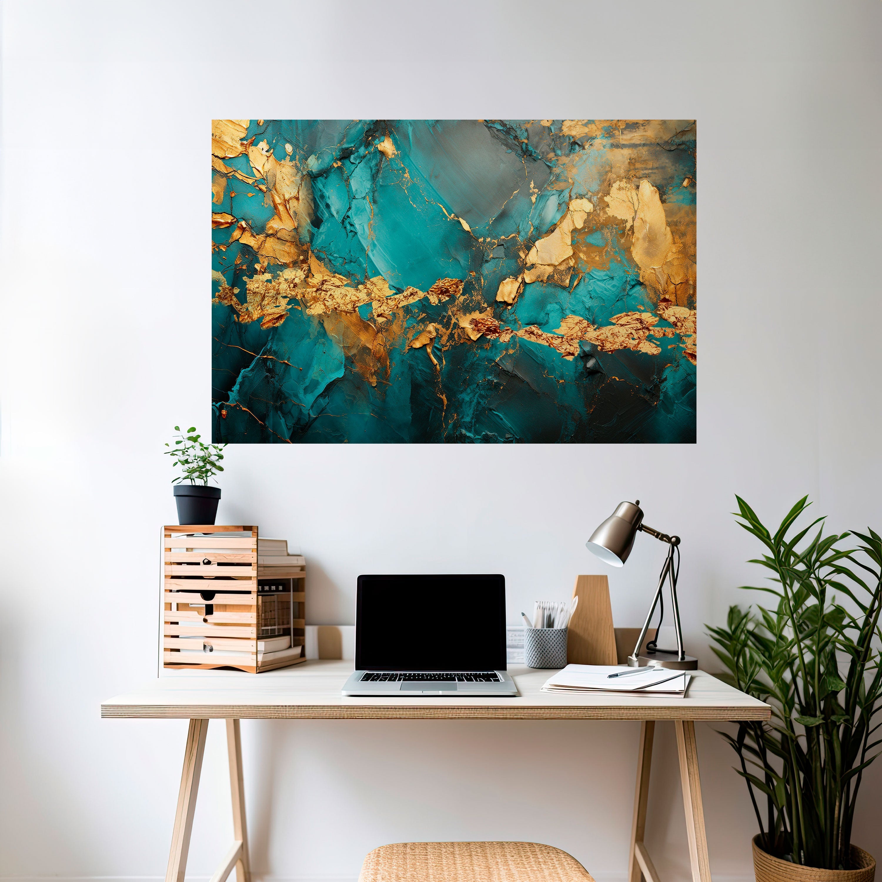 CELESTIAL GOLDRUSH Peel and Stick Horizontal Poster