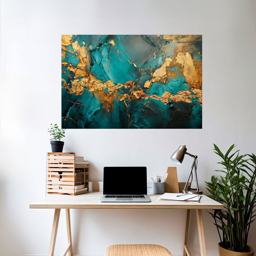 CELESTIAL GOLDRUSH Peel and Stick Horizontal Poster