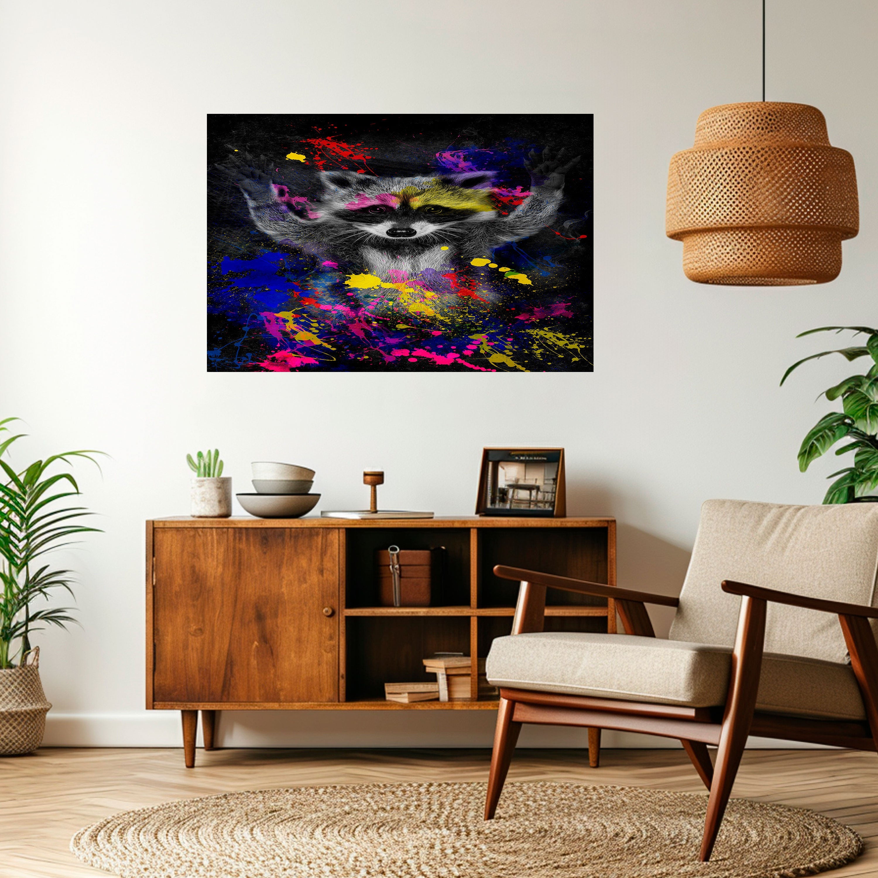 RACCOON ARTISTRY Poster Horizontal Autocolante