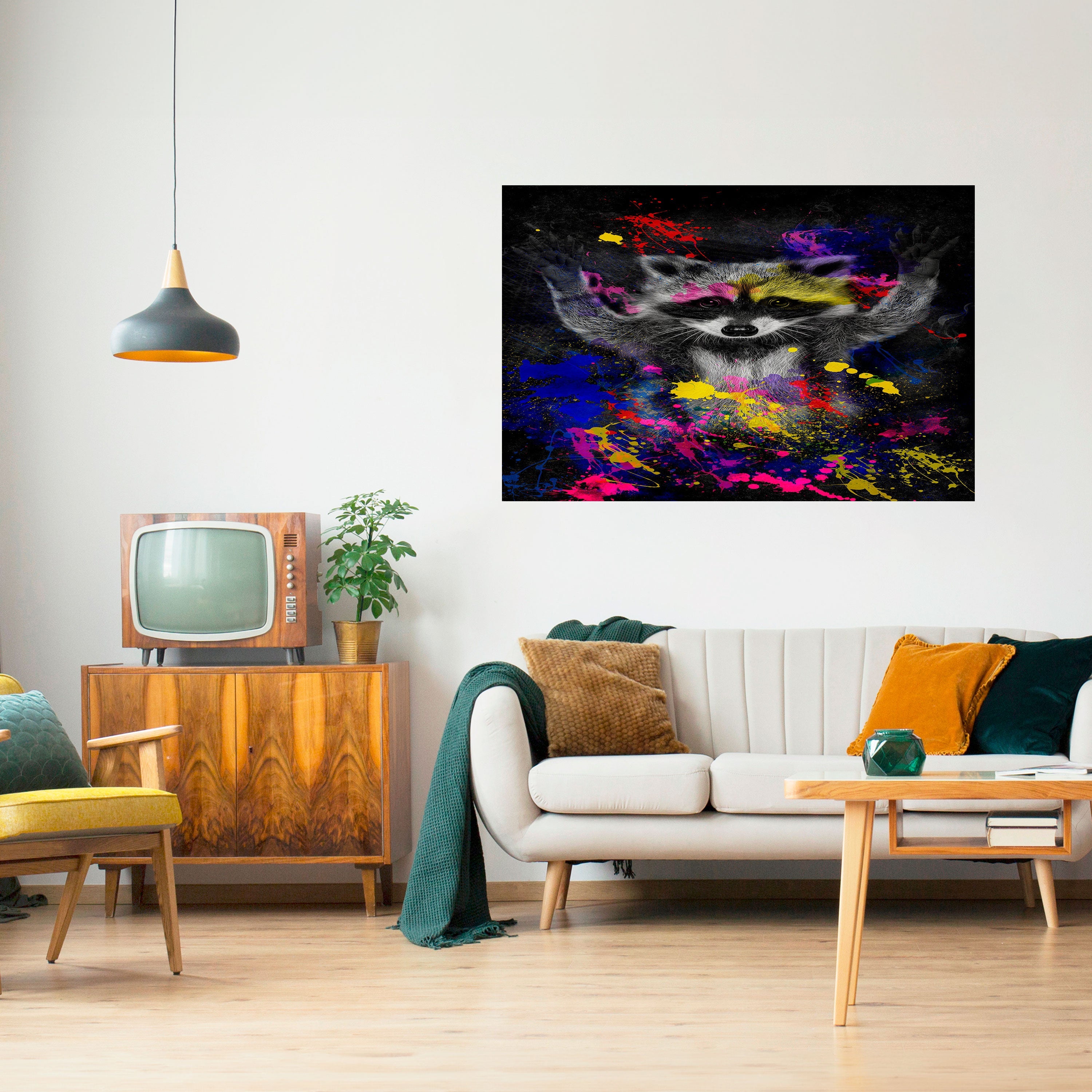 RACCOON ARTISTRY Poster Horizontal Autocolante