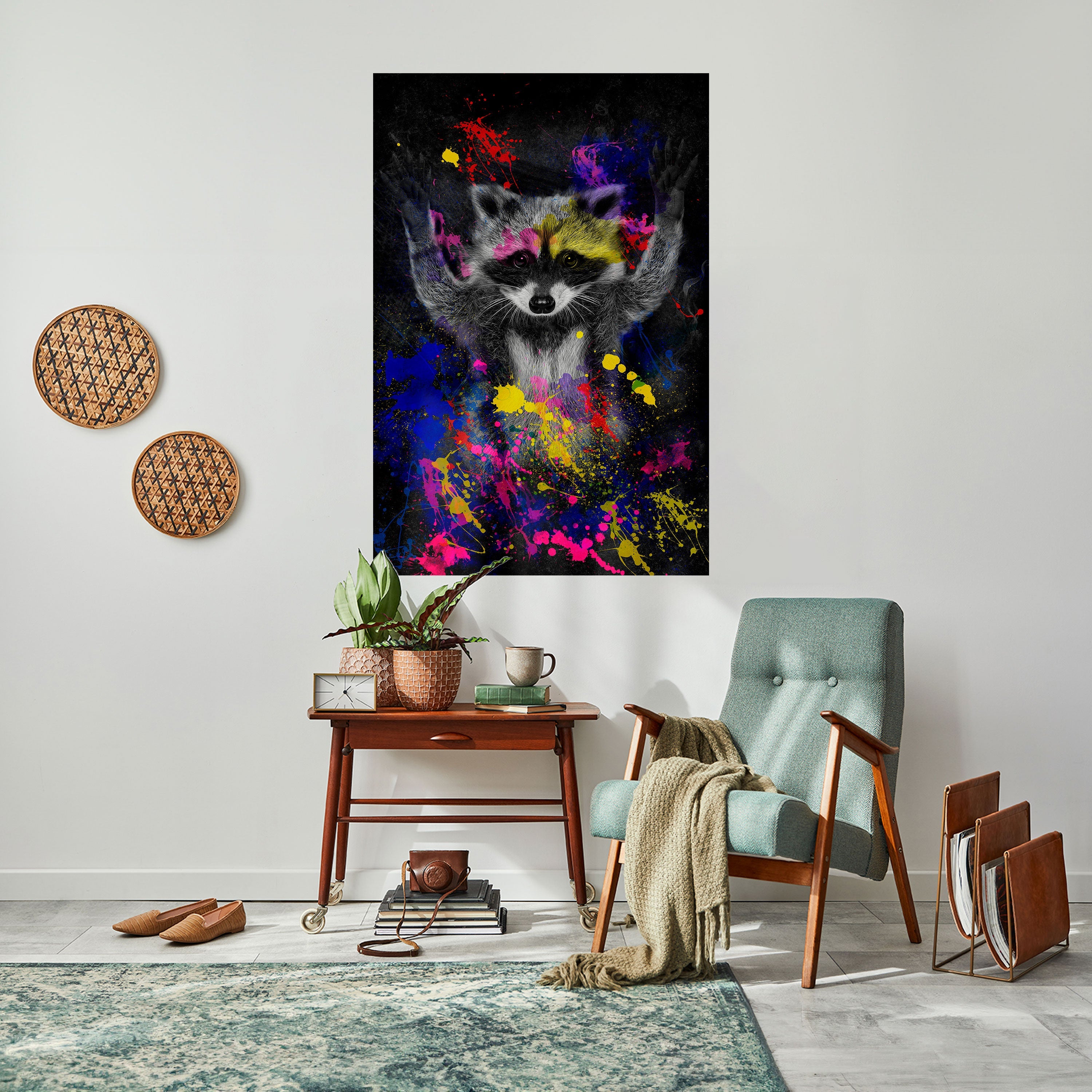 RACCOON ARTISTRY Peel and Stick Vertical Poster