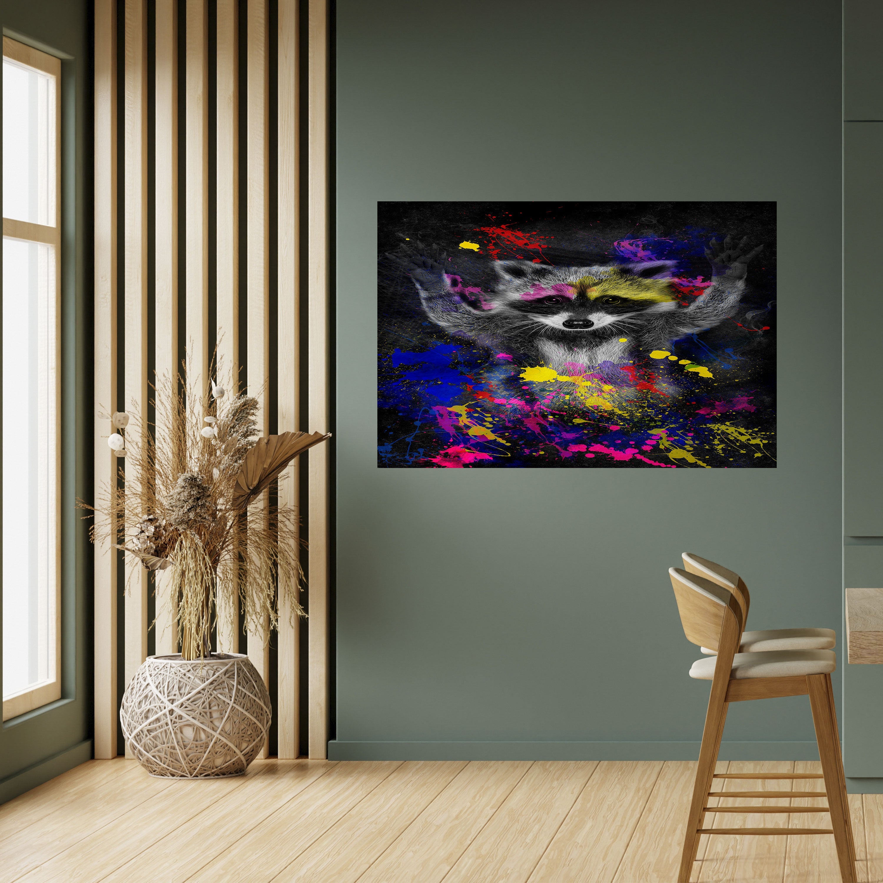 RACCOON ARTISTRY Poster Horizontal Autocolante