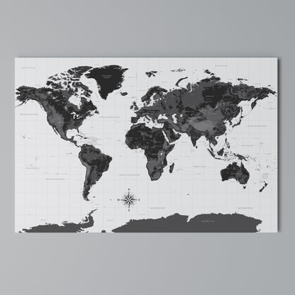MONOCHROME EARTH MAP Horizontal Canvas Print