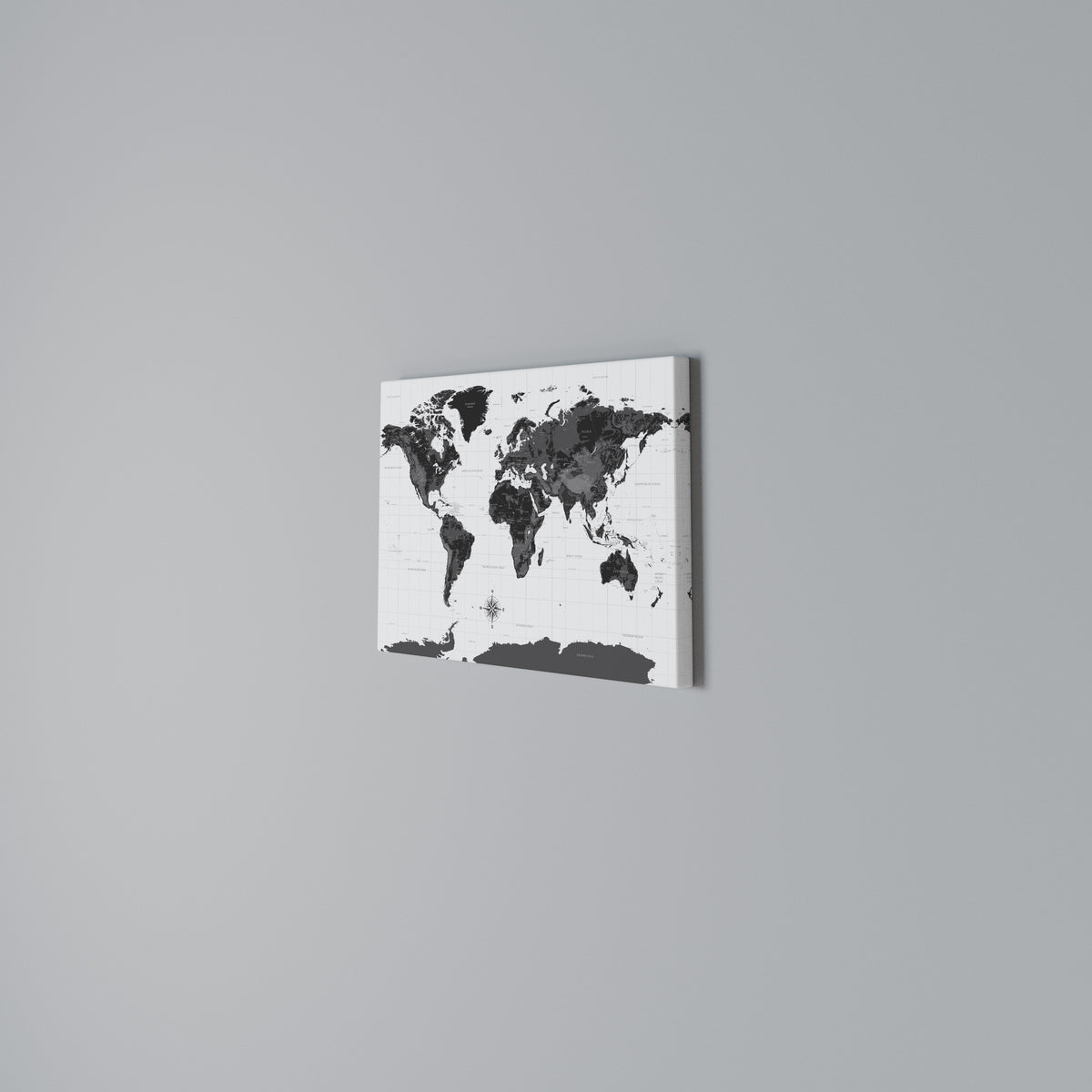 MONOCHROME EARTH MAP Horizontal Canvas Print