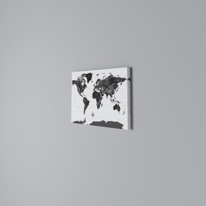 MONOCHROME EARTH MAP Horizontal Canvas Print