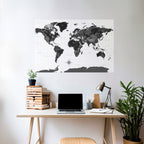 MONOCHROME EARTH MAP Peel and Stick Horizontal Poster