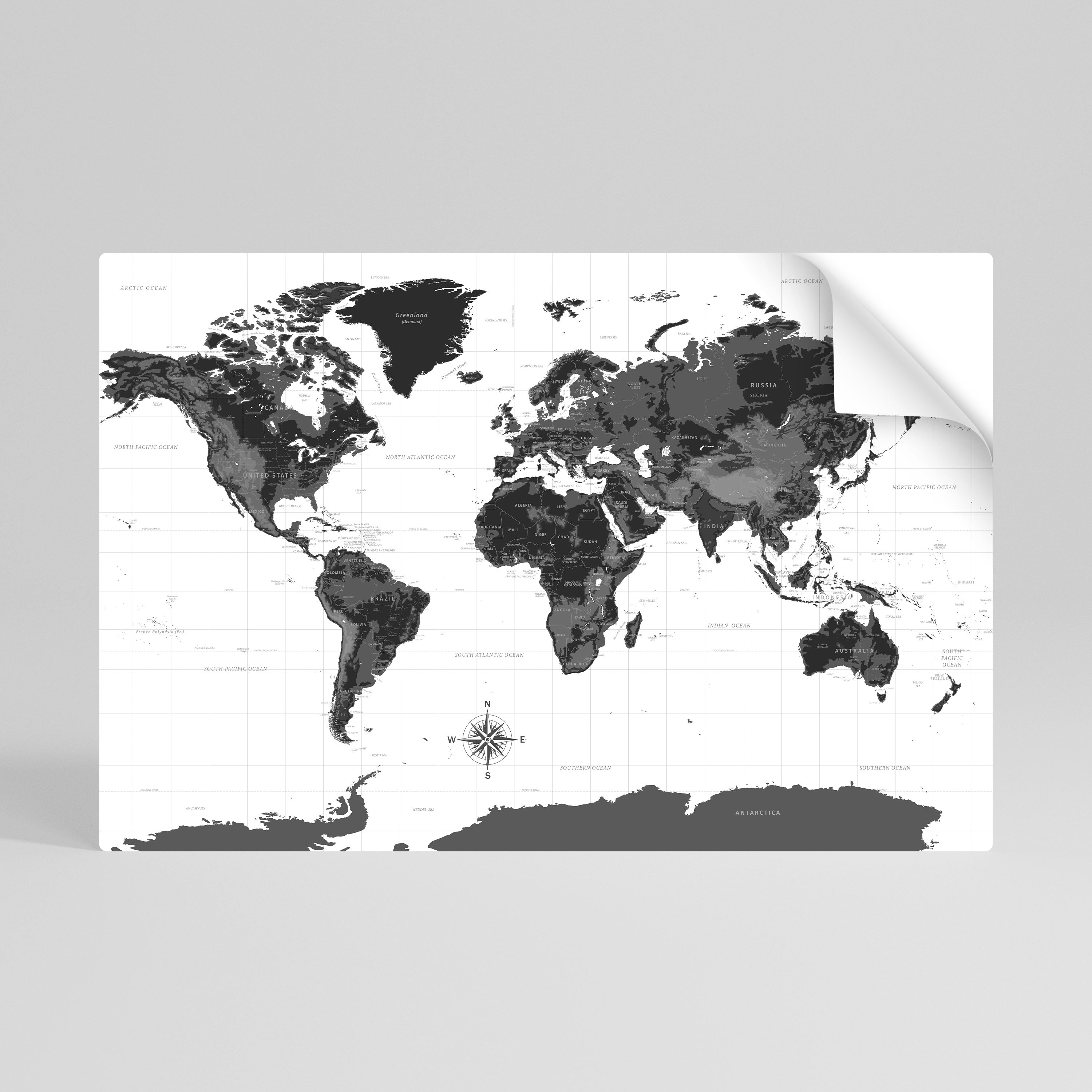 MONOCHROME EARTH MAP Póster Autocolante Horizontal