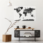 MONOCHROME EARTH MAP Peel and Stick Horizontal Poster