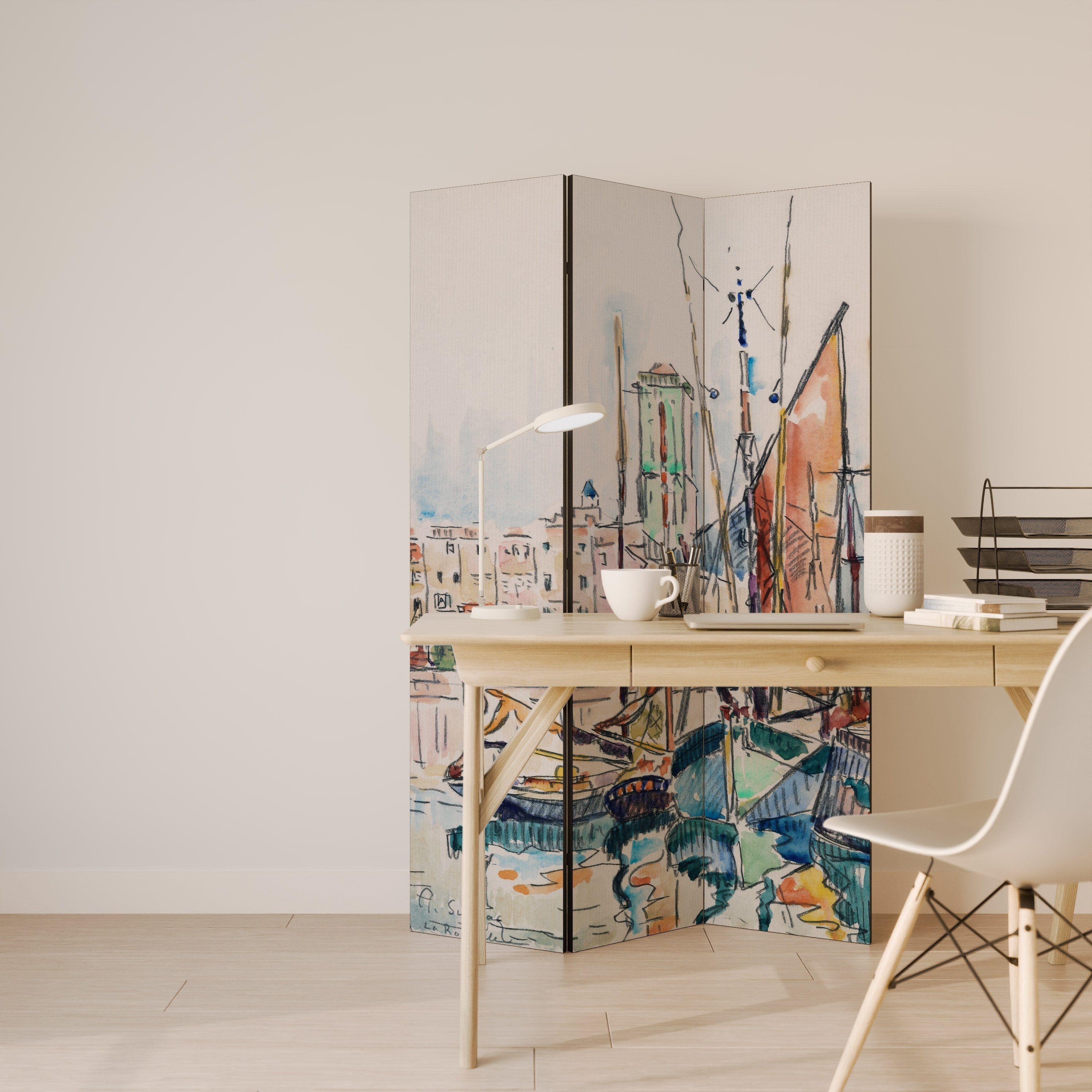 LA ROCHELLE Biombo Decorativo de 3 Painéis