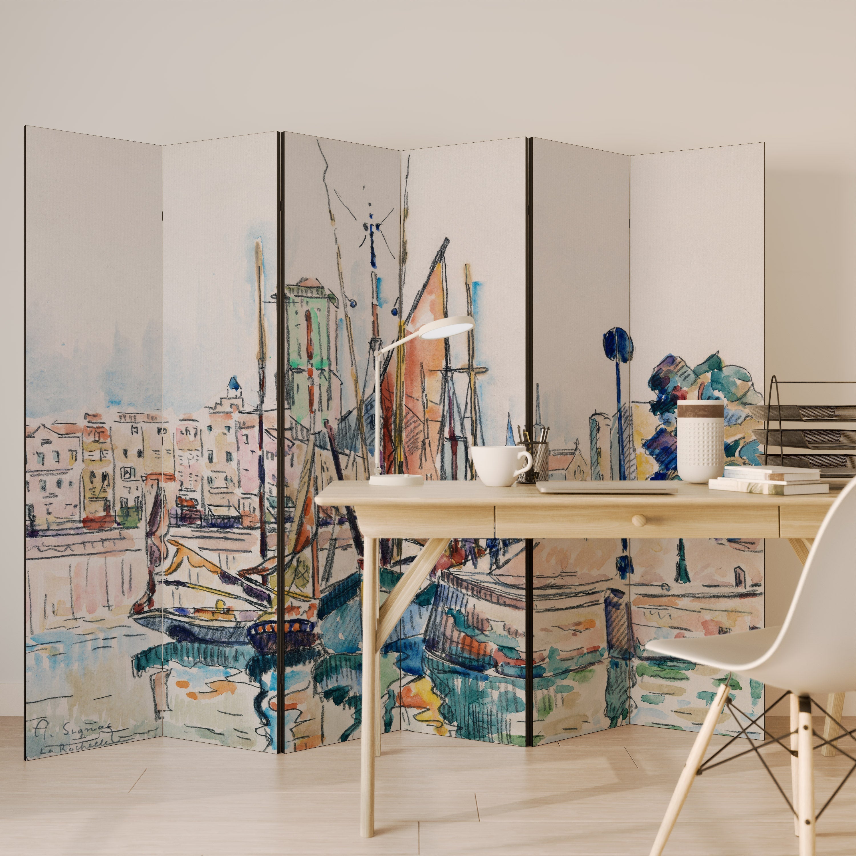 LA ROCHELLE Biombo Decorativo de 6 Painéis