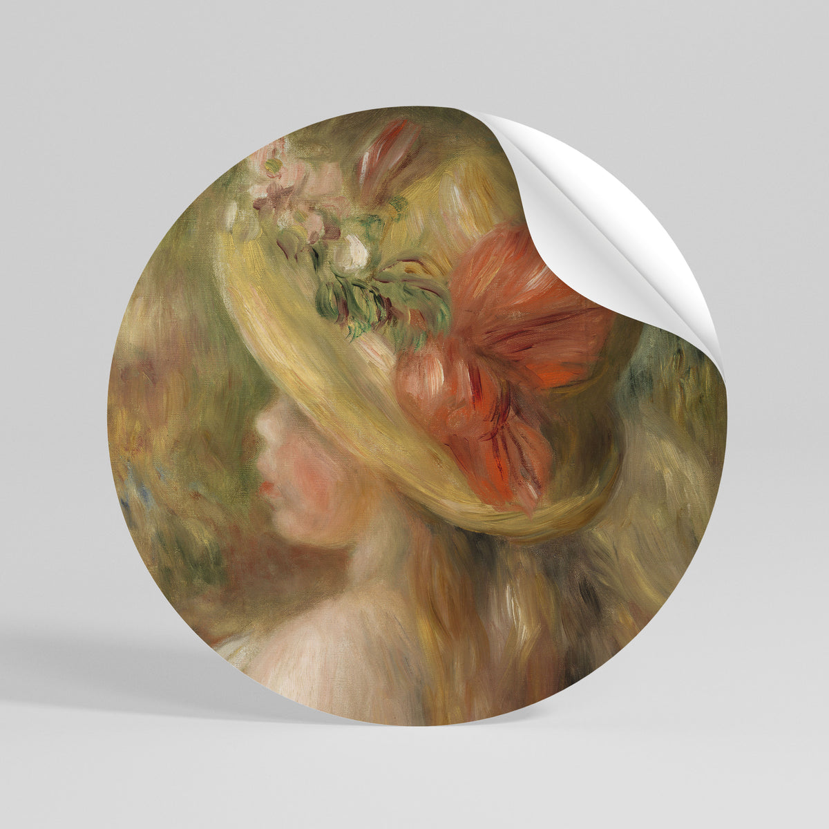 HAT OF PETALS Peel and Stick Round Sticker