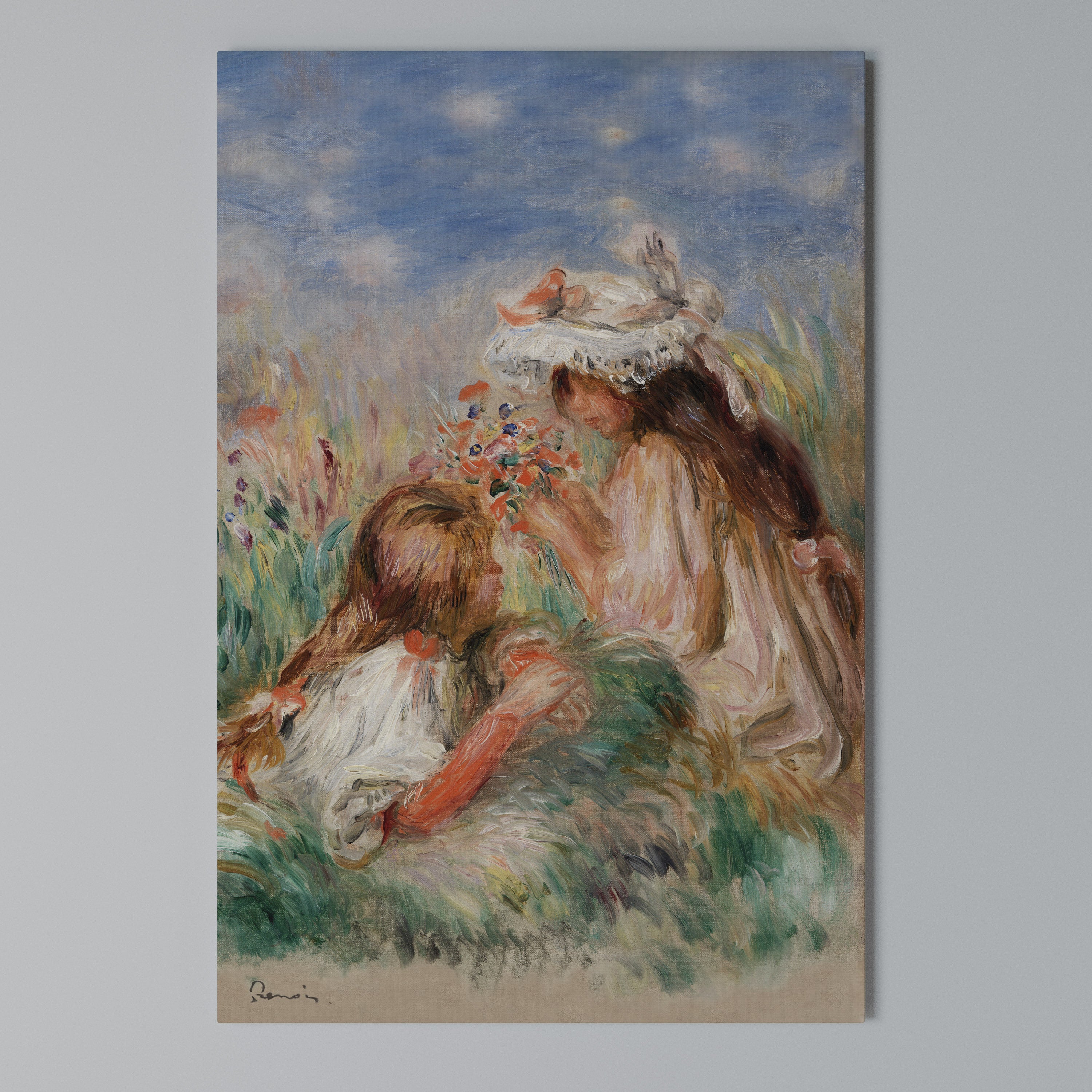 GIRLS IN THE GRASS Quadro em tela vertical