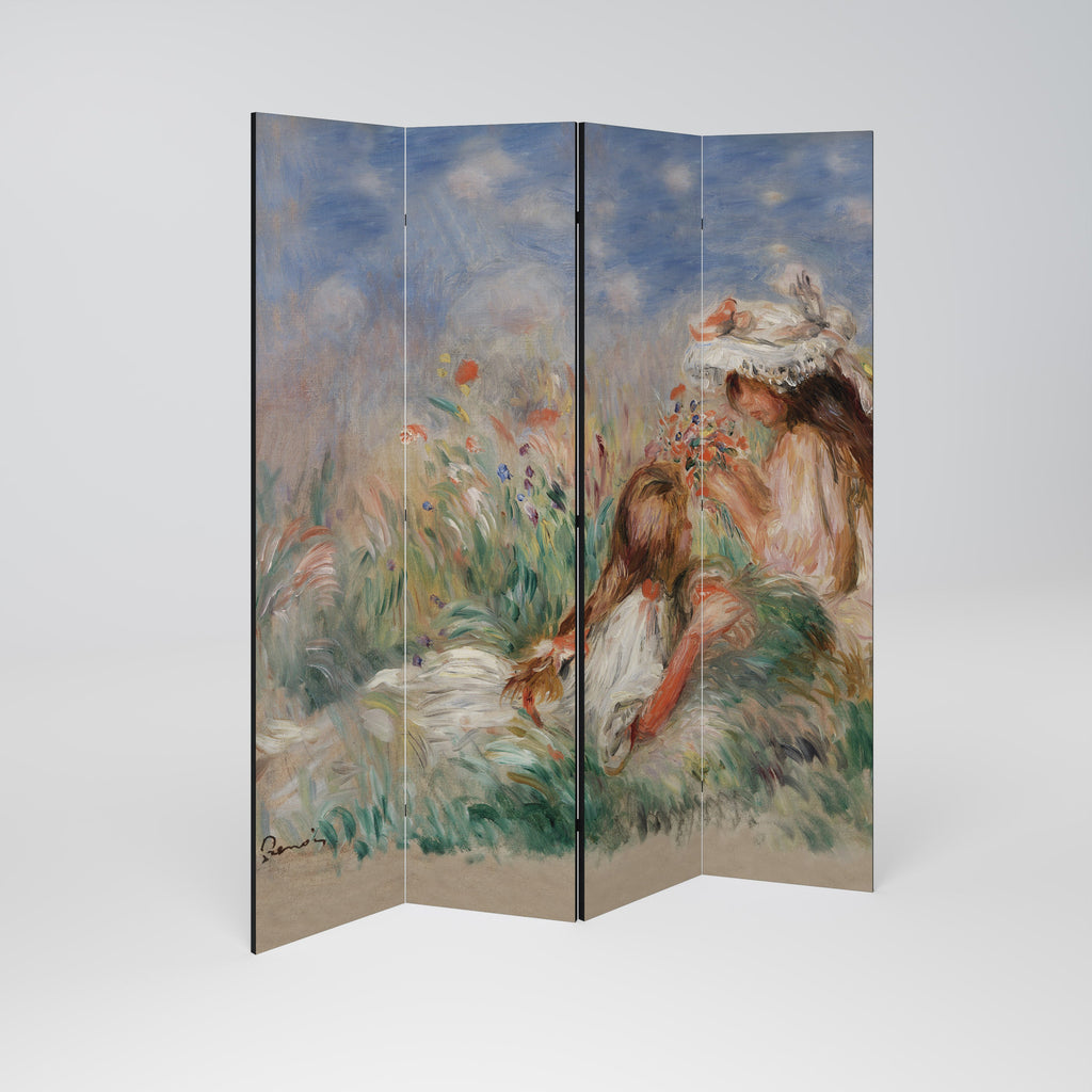 GIRLS IN THE GRASS Decorative 4-Panel Room Divider