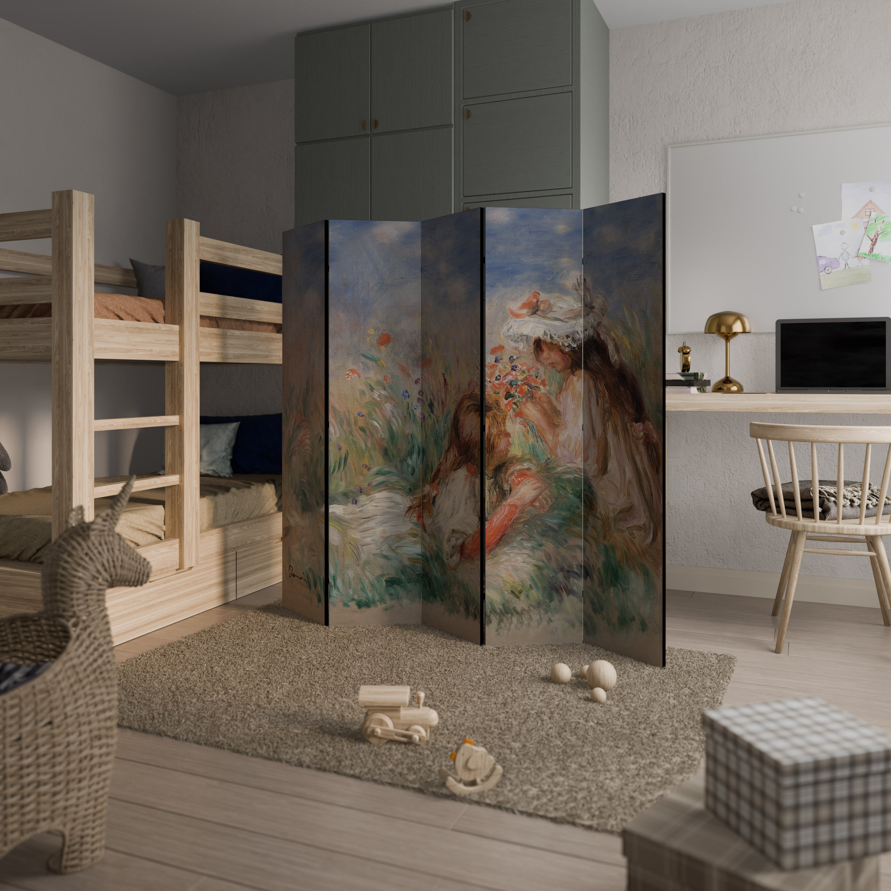 GIRLS IN THE GRASS 5-Panel Room Divider