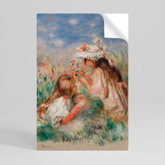 GIRLS IN THE GRASS Póster Autocolante Vertical