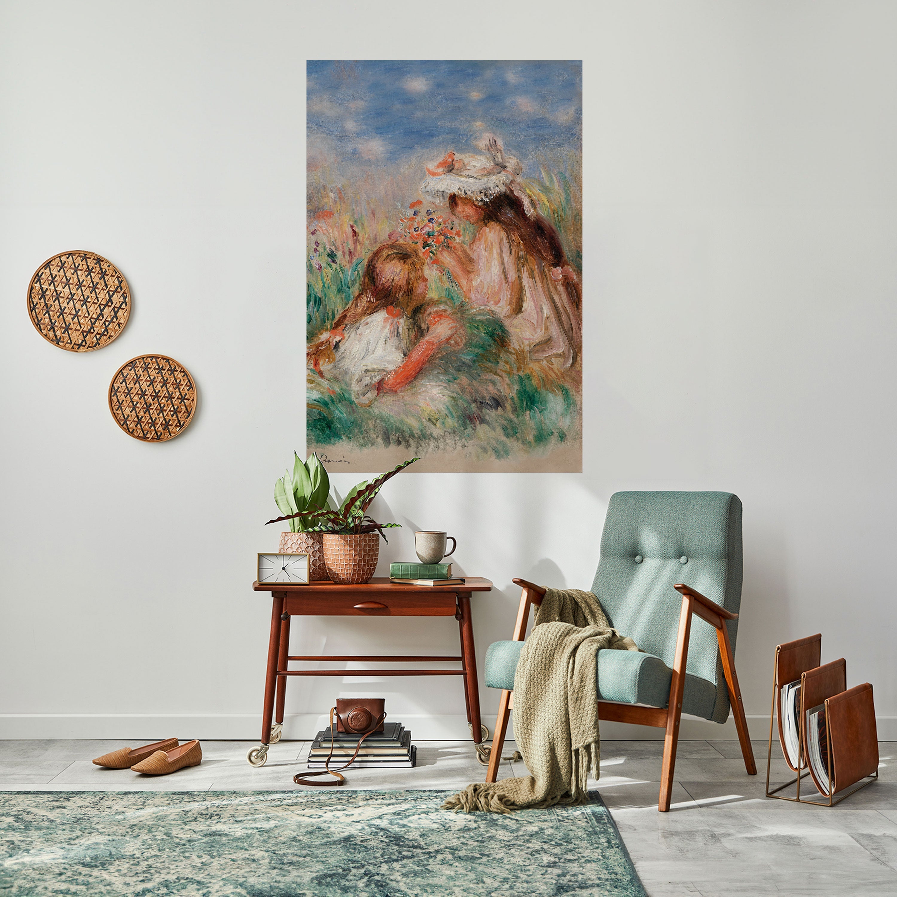 GIRLS IN THE GRASS Peel and Stick Vertical Poster