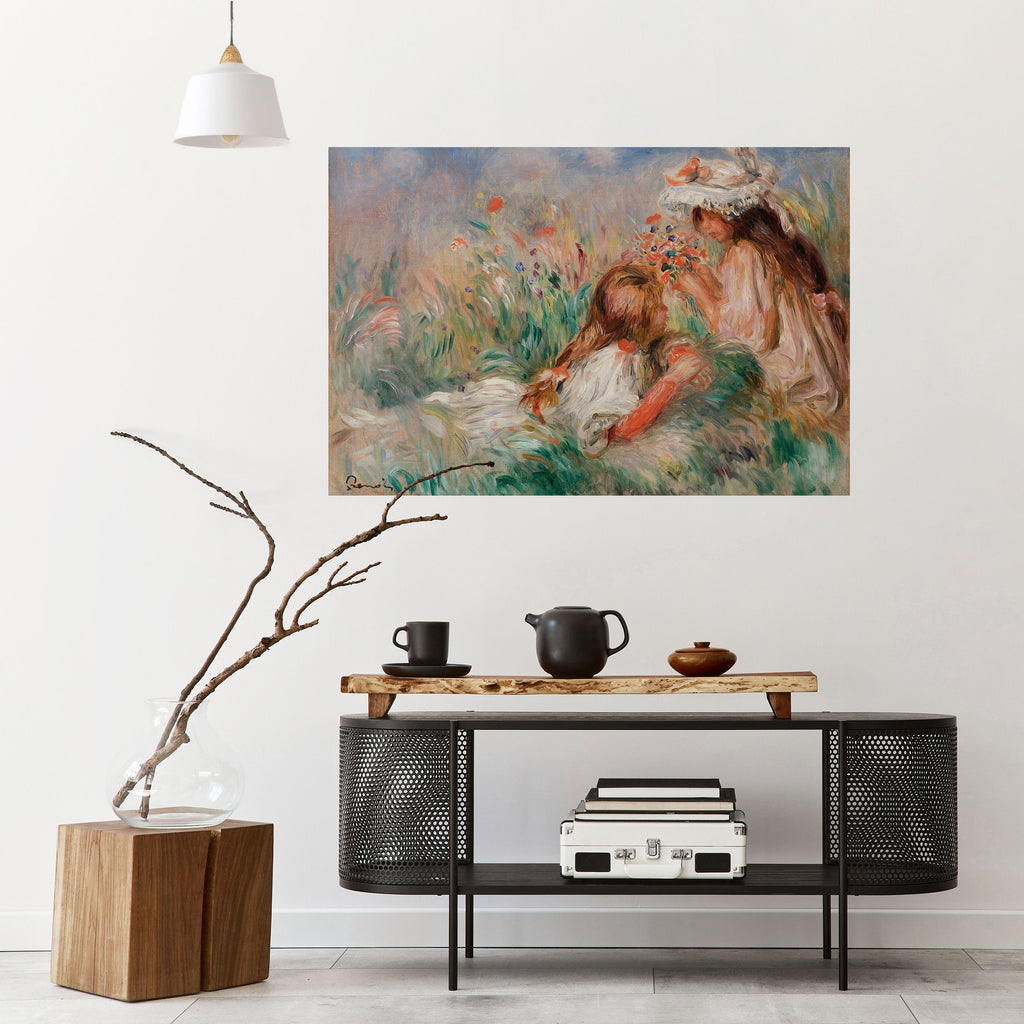 GIRLS IN THE GRASS Peel and Stick Horizontal Poster