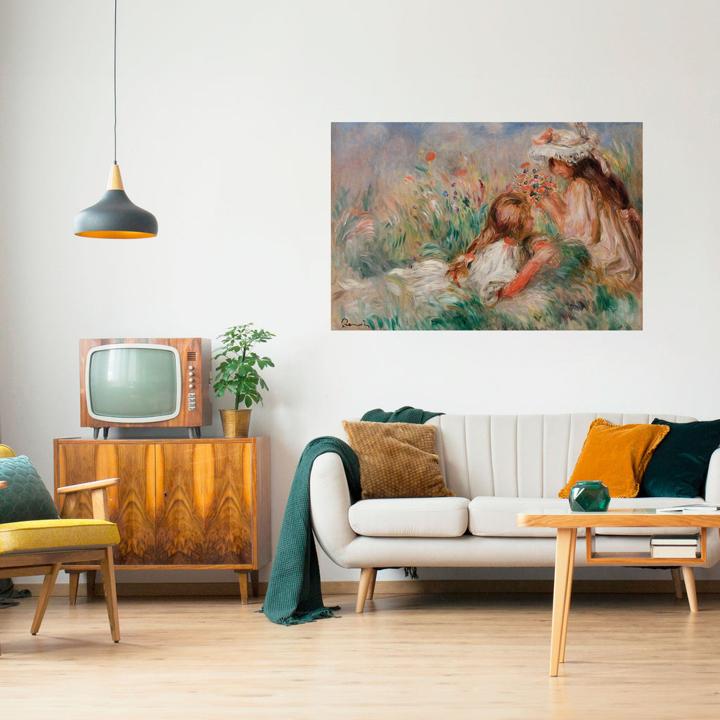 GIRLS IN THE GRASS Peel and Stick Horizontal Poster