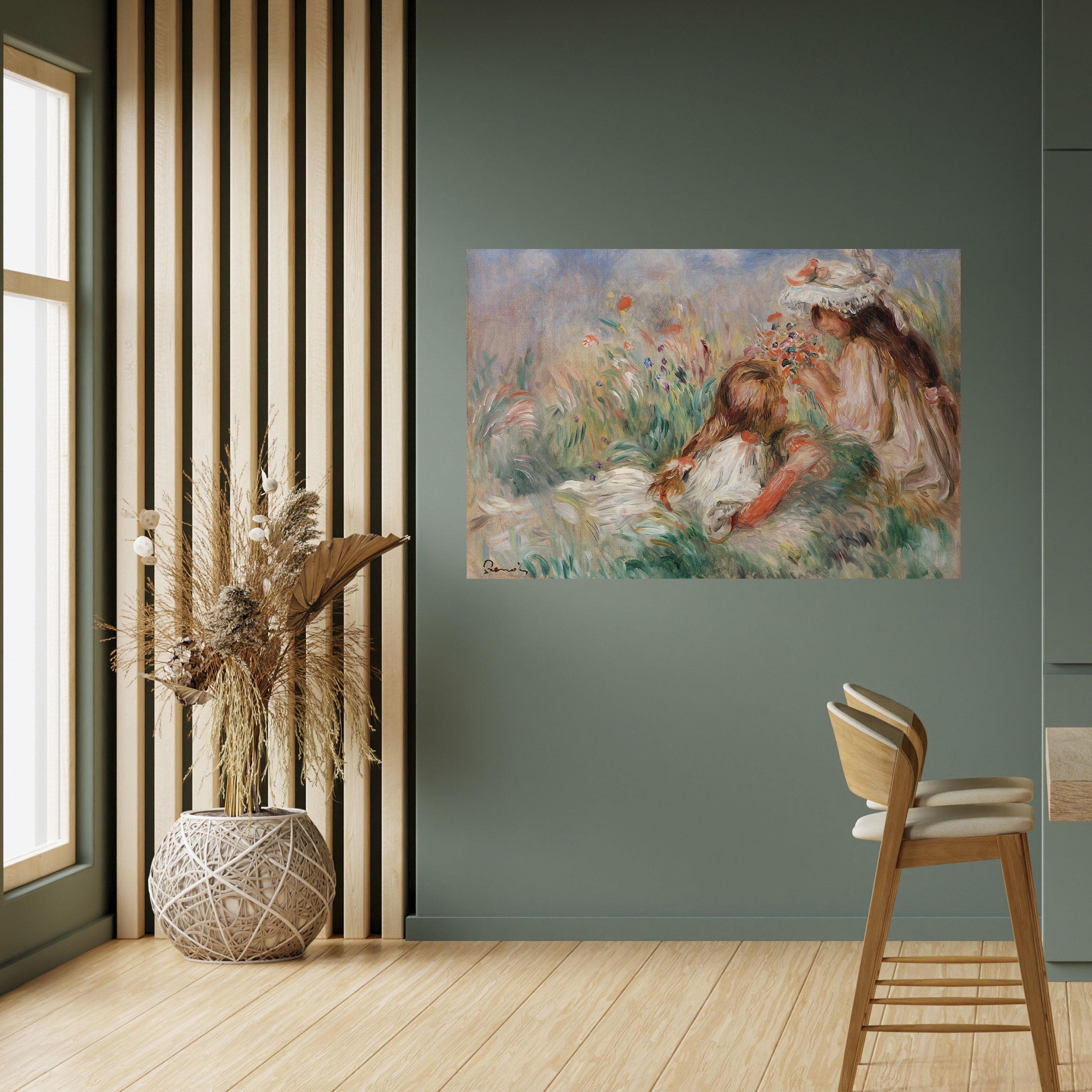 GIRLS IN THE GRASS Peel and Stick Horizontal Poster