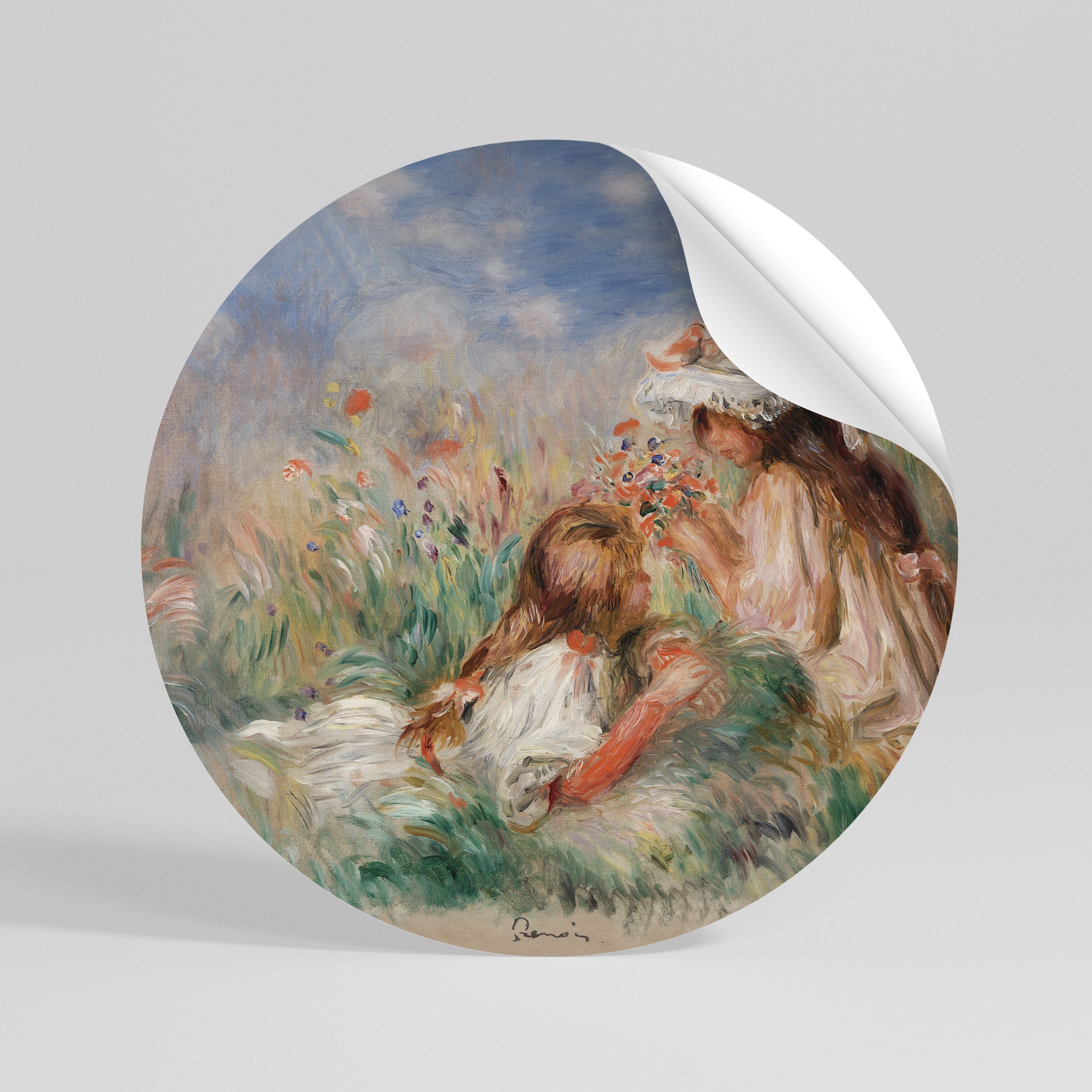 GIRLS IN THE GRASS - Autocolante Redondo Removível