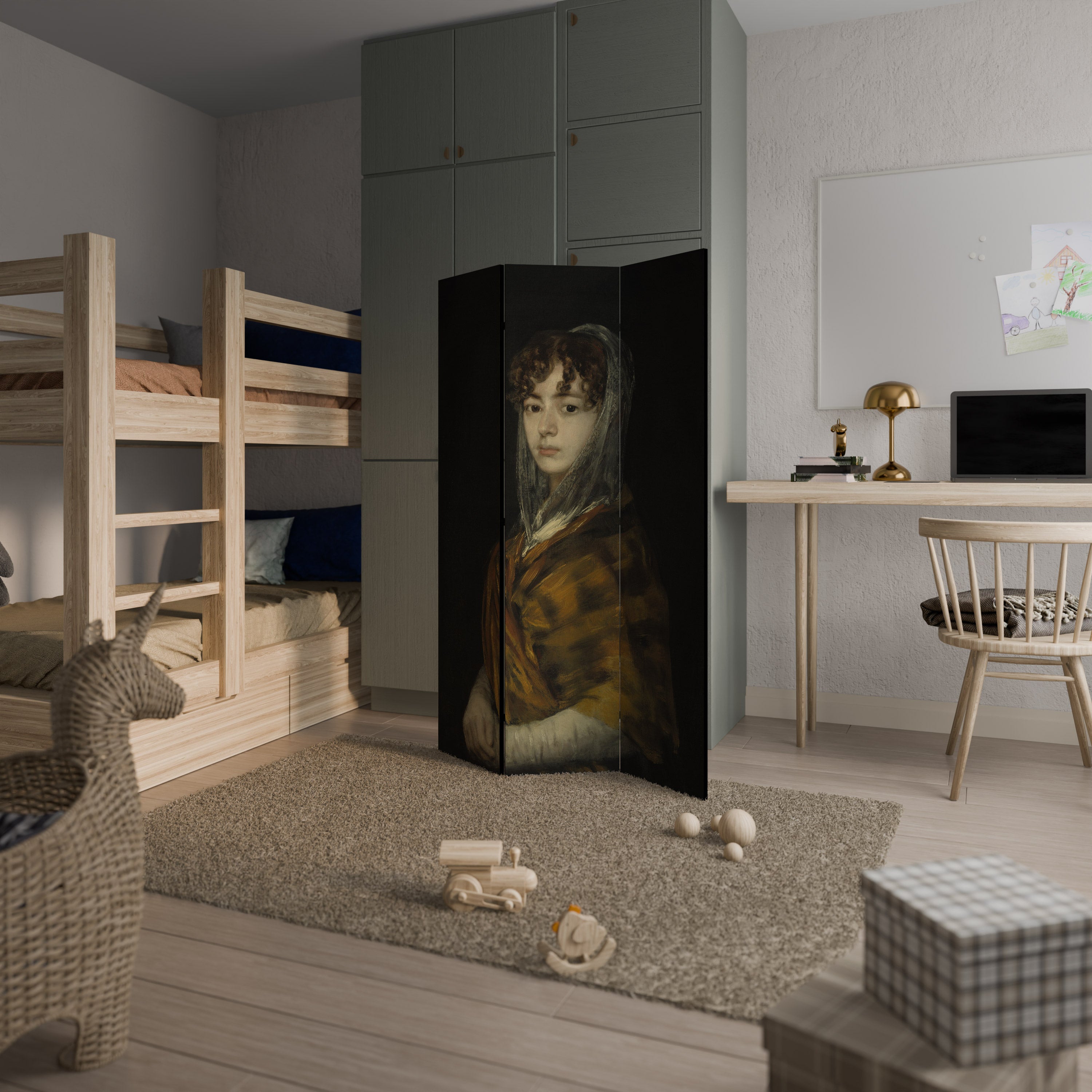 WHISPERS OF HISTORY Biombo Decorativo de 3 Painéis