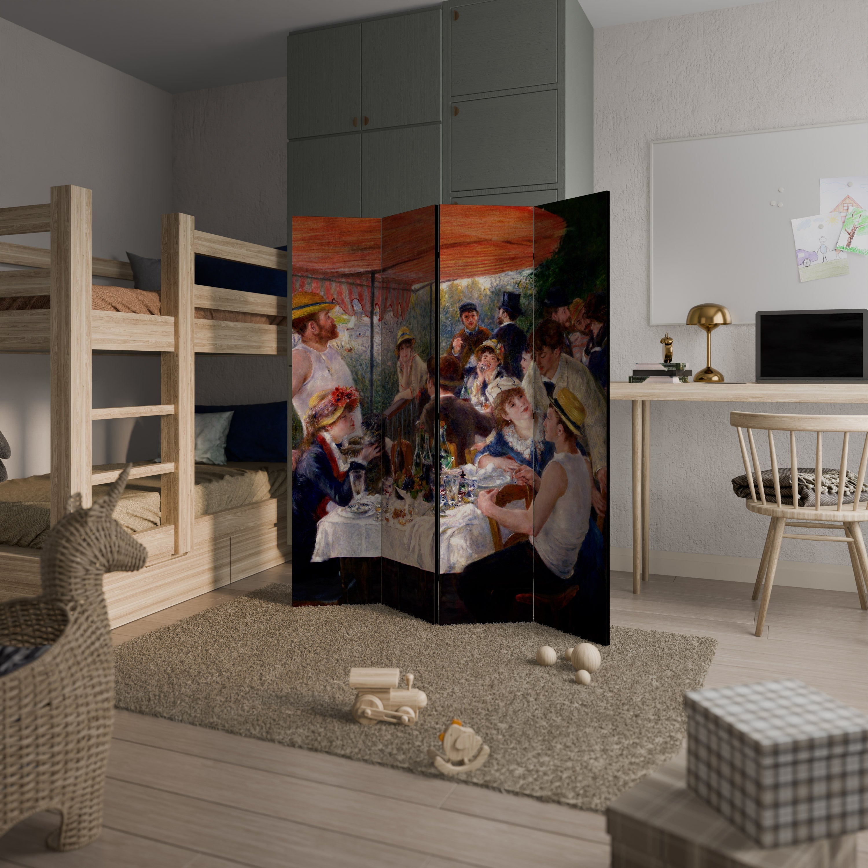 LUNCHEON OF THE BOATING PARTY Decorative 4-Panel Room Divider