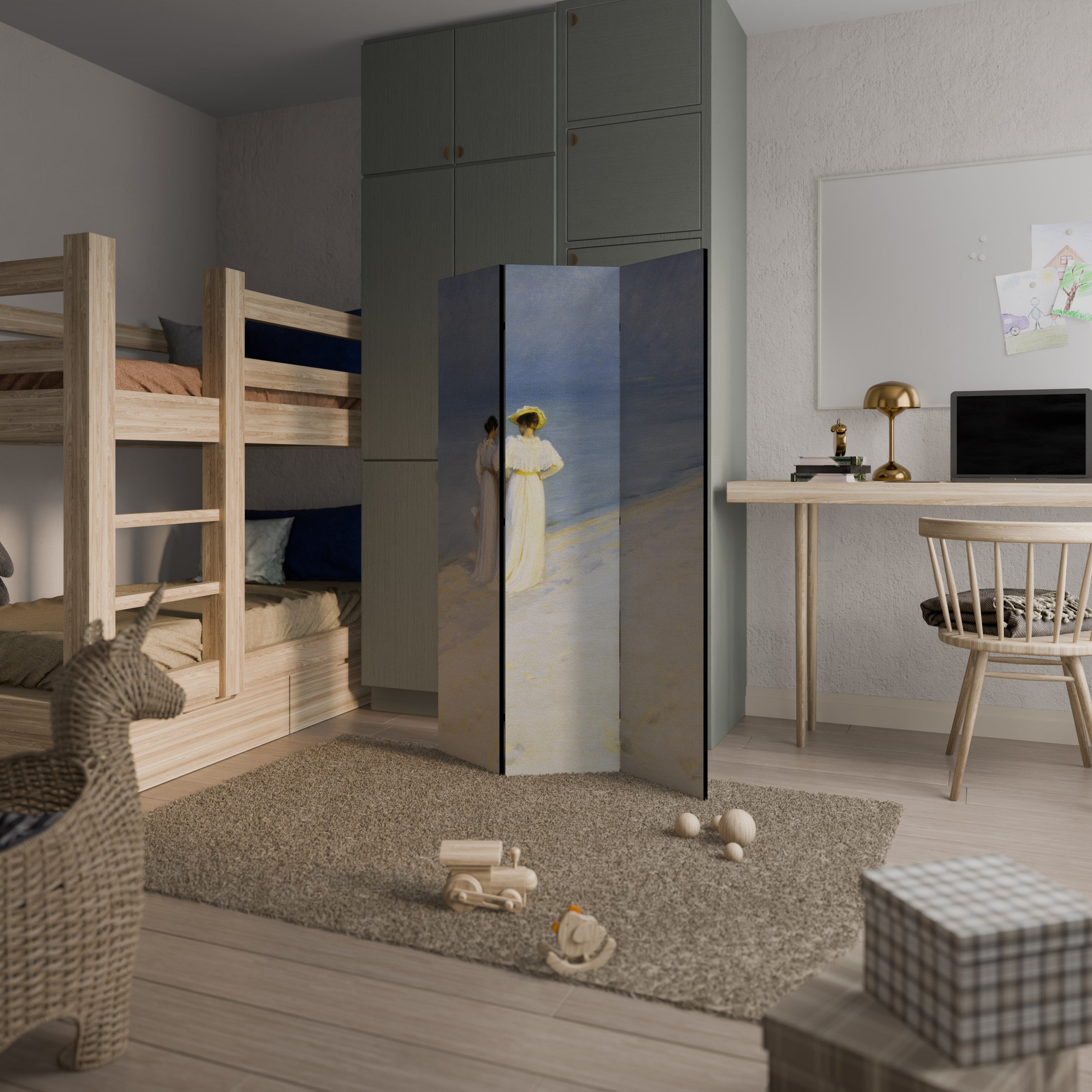 SUMMER EVENING ON SKAGEN'S BEACH Biombo Decorativo de 3 Painéis