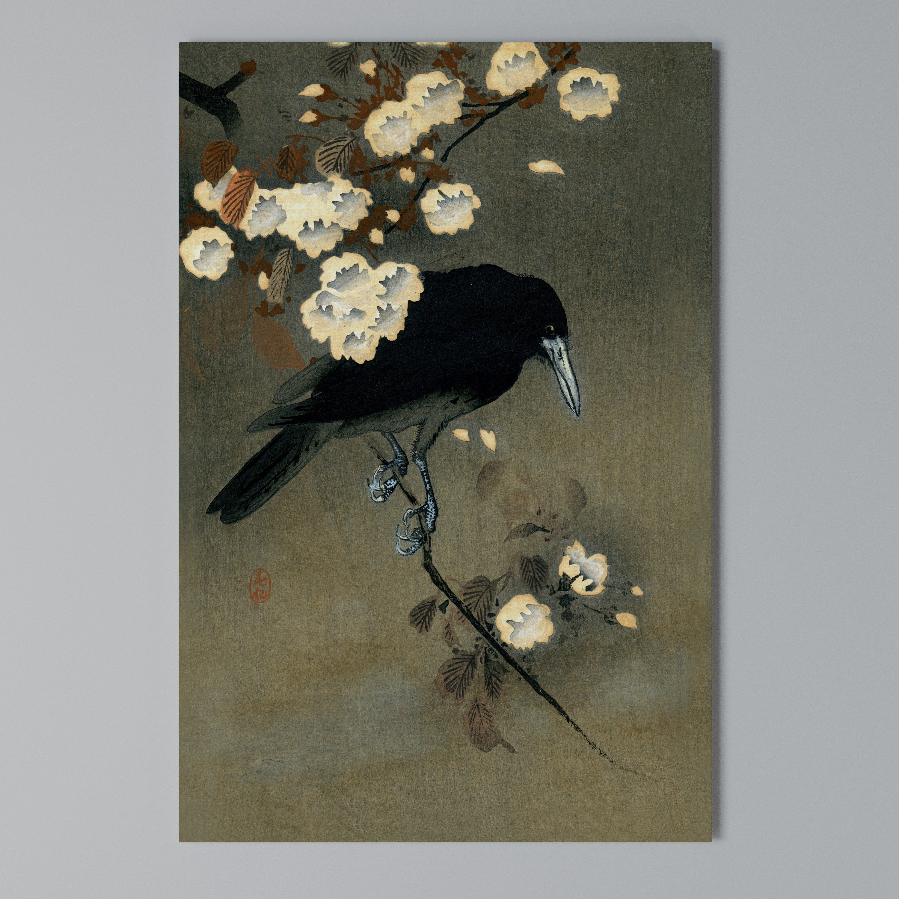 PETALS AND CROWS Quadro em tela vertical