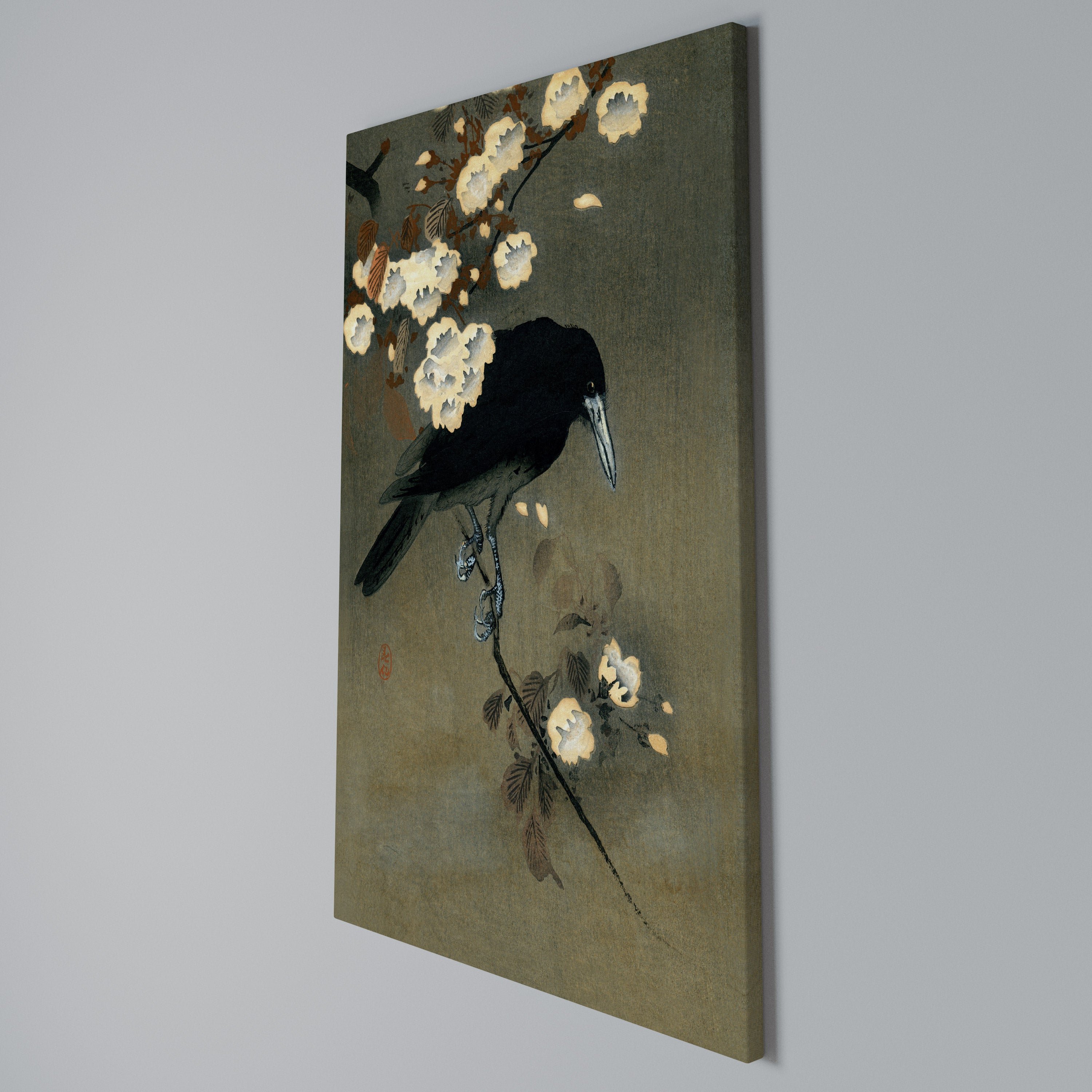 PETALS AND CROWS Quadro em tela vertical