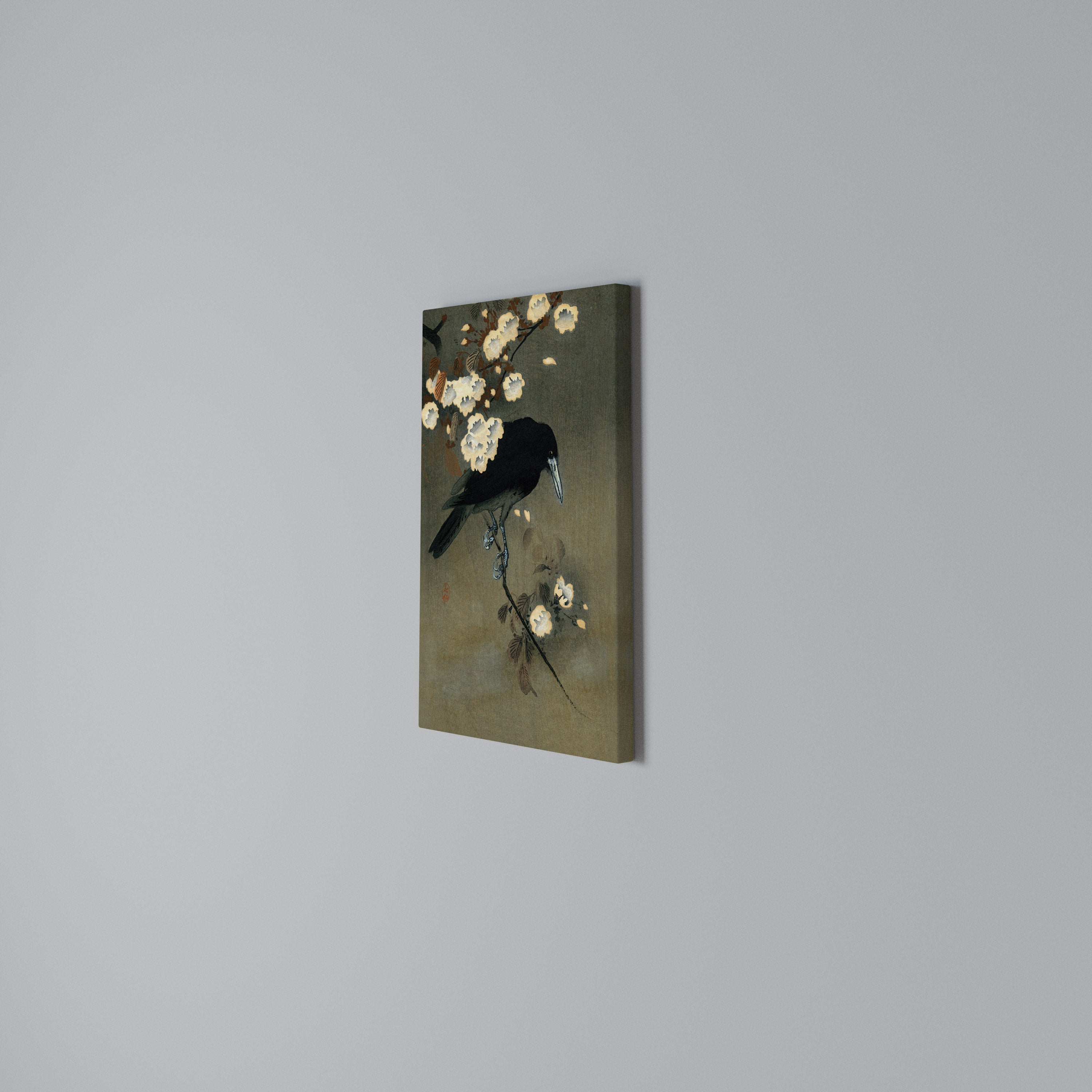 PETALS AND CROWS Quadro em tela vertical