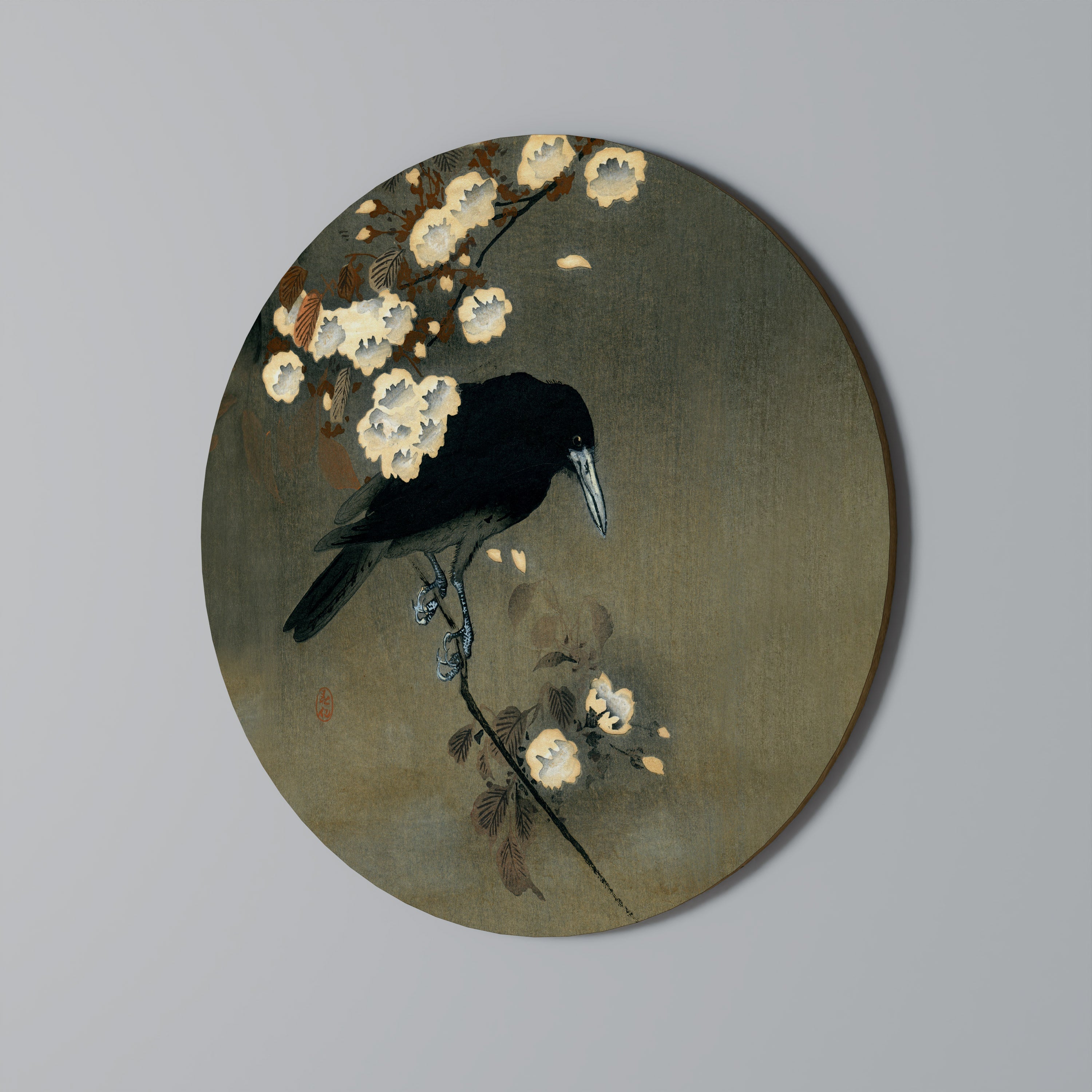 PETALS AND CROWS Round Wall Art
