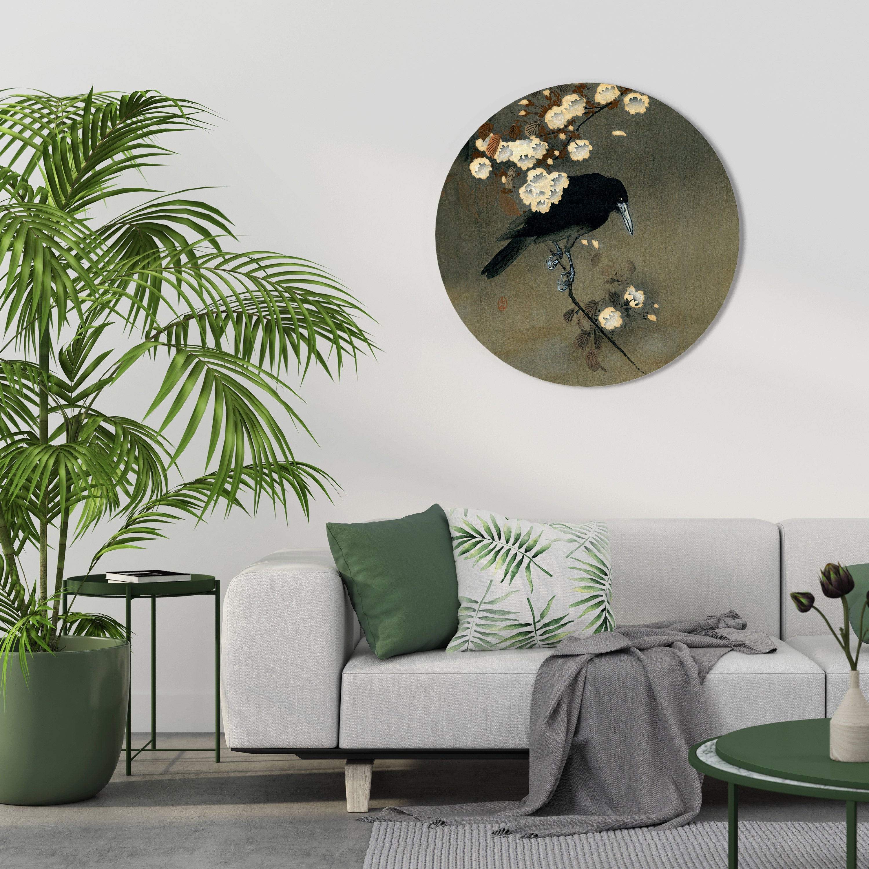 PETALS AND CROWS Round Wall Art