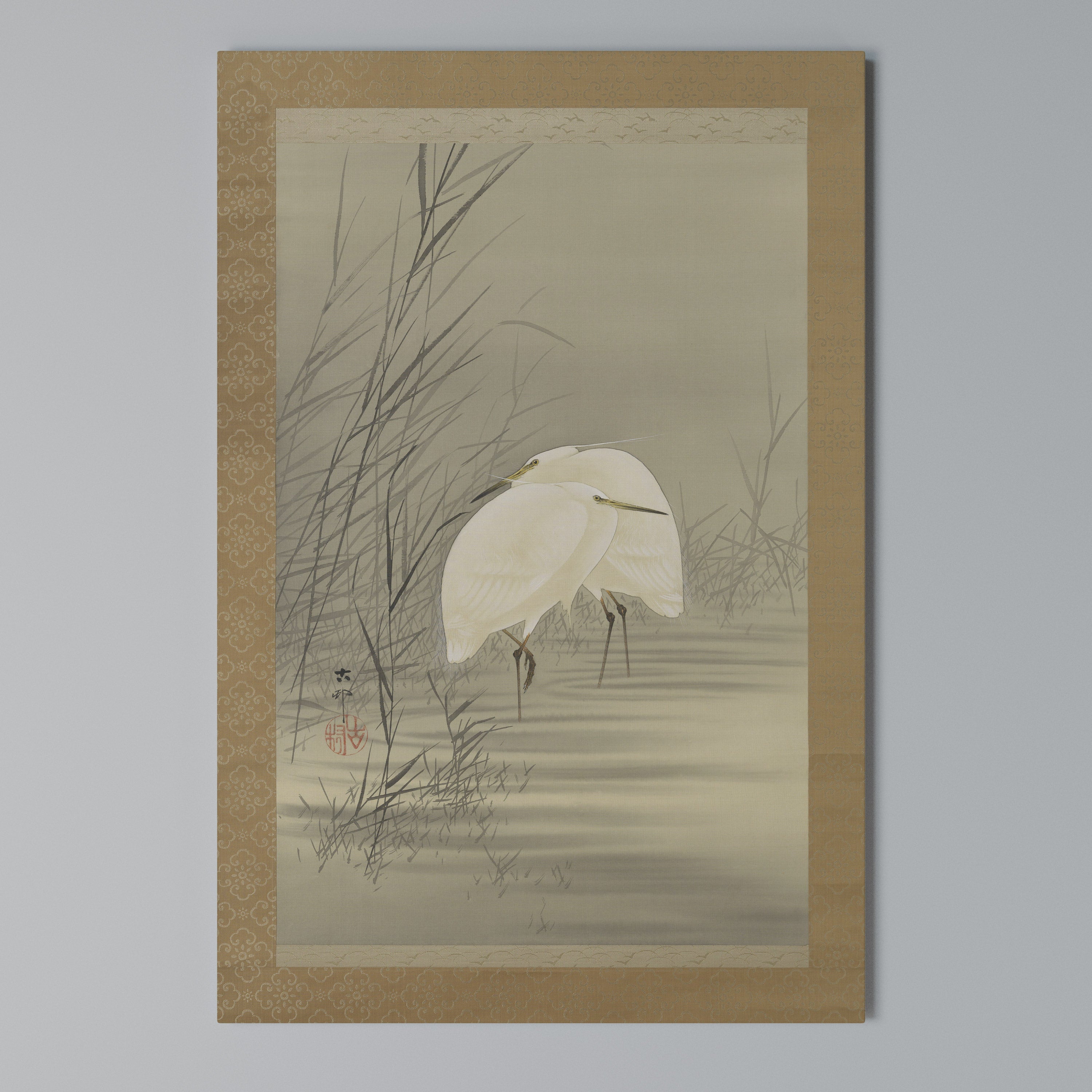 ZILVERREIGERS IN MOERAS Quadro em tela vertical