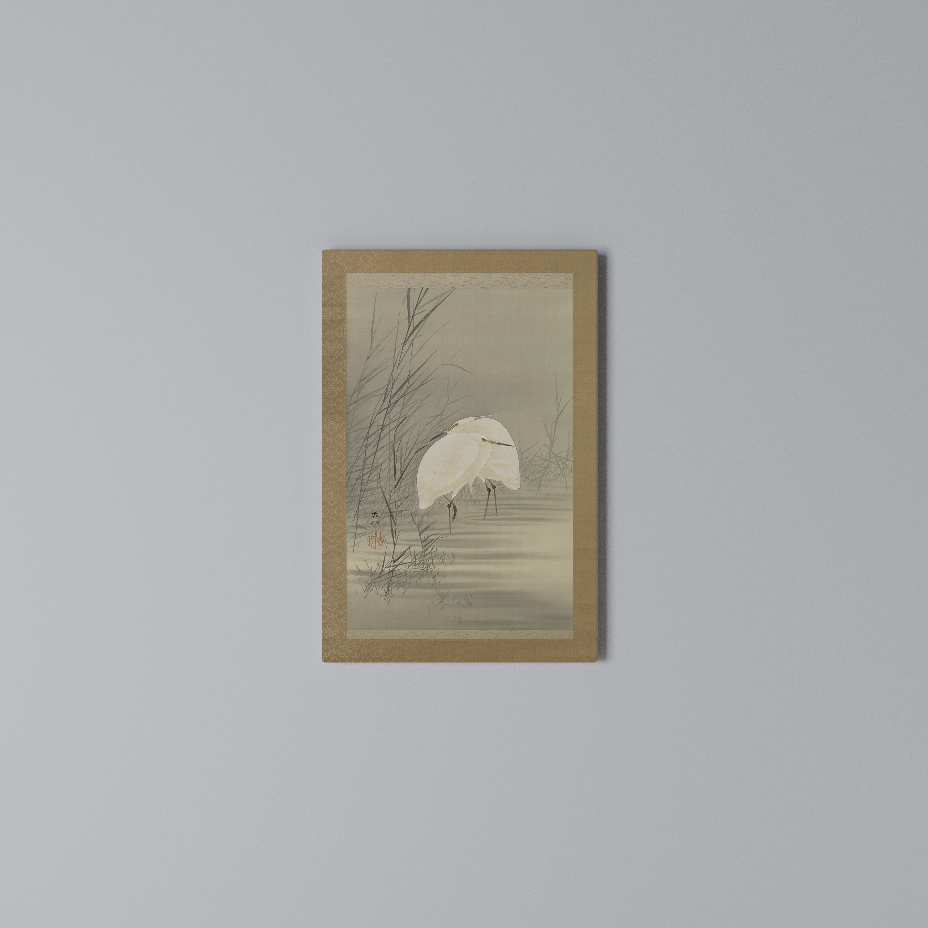 ZILVERREIGERS IN MOERAS Quadro em tela vertical