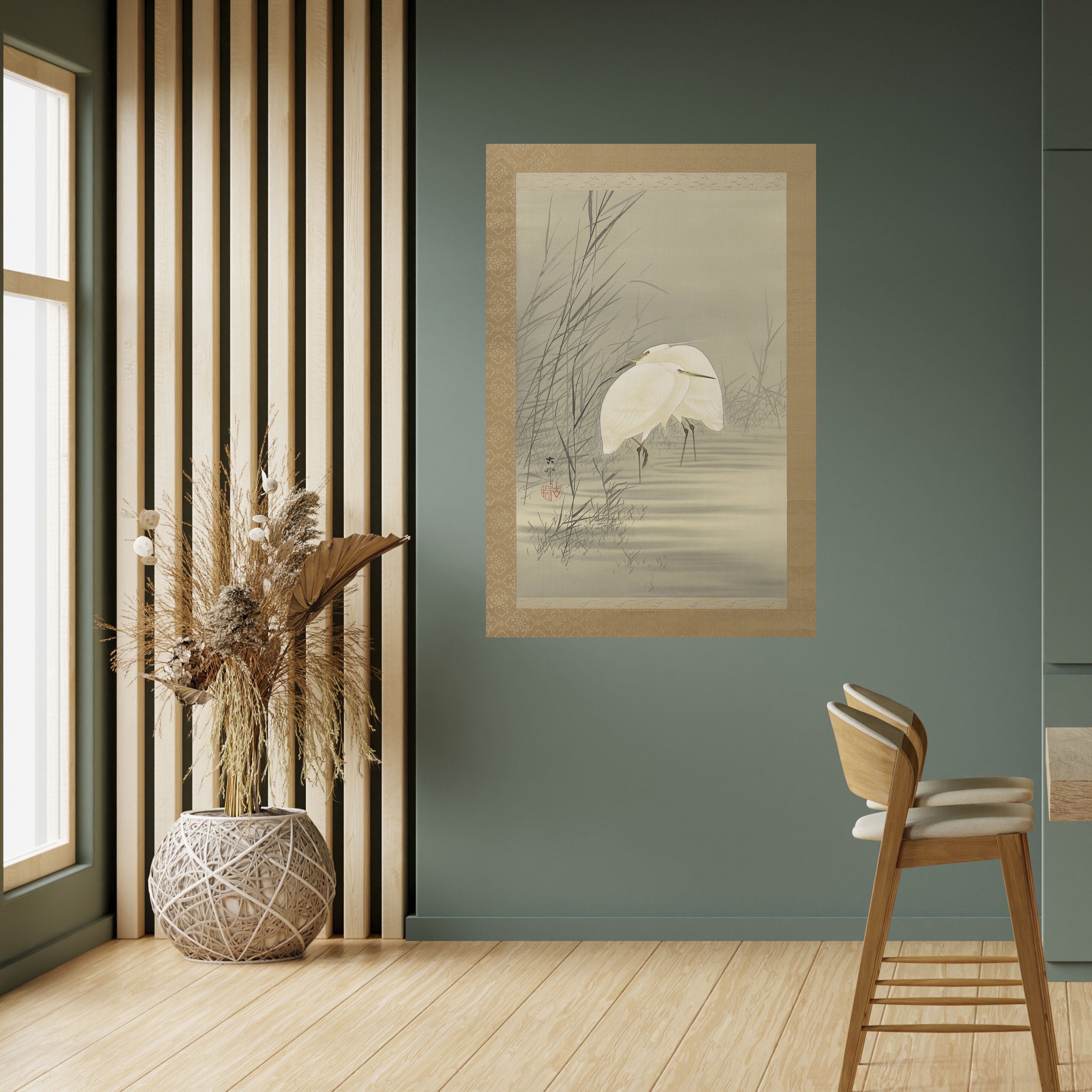 ZILVERREIGERS IN MOERAS Poster Vertical Autocolante