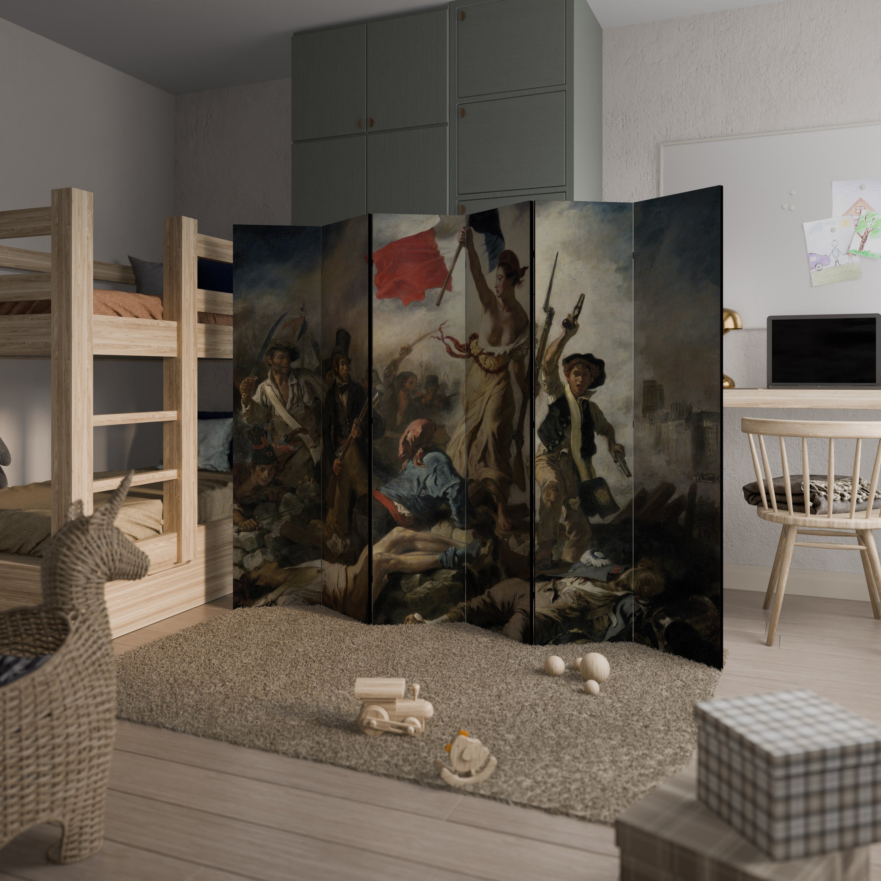 LIBERTY LEADING THE PEOPLE Biombo Decorativo de 6 Painéis